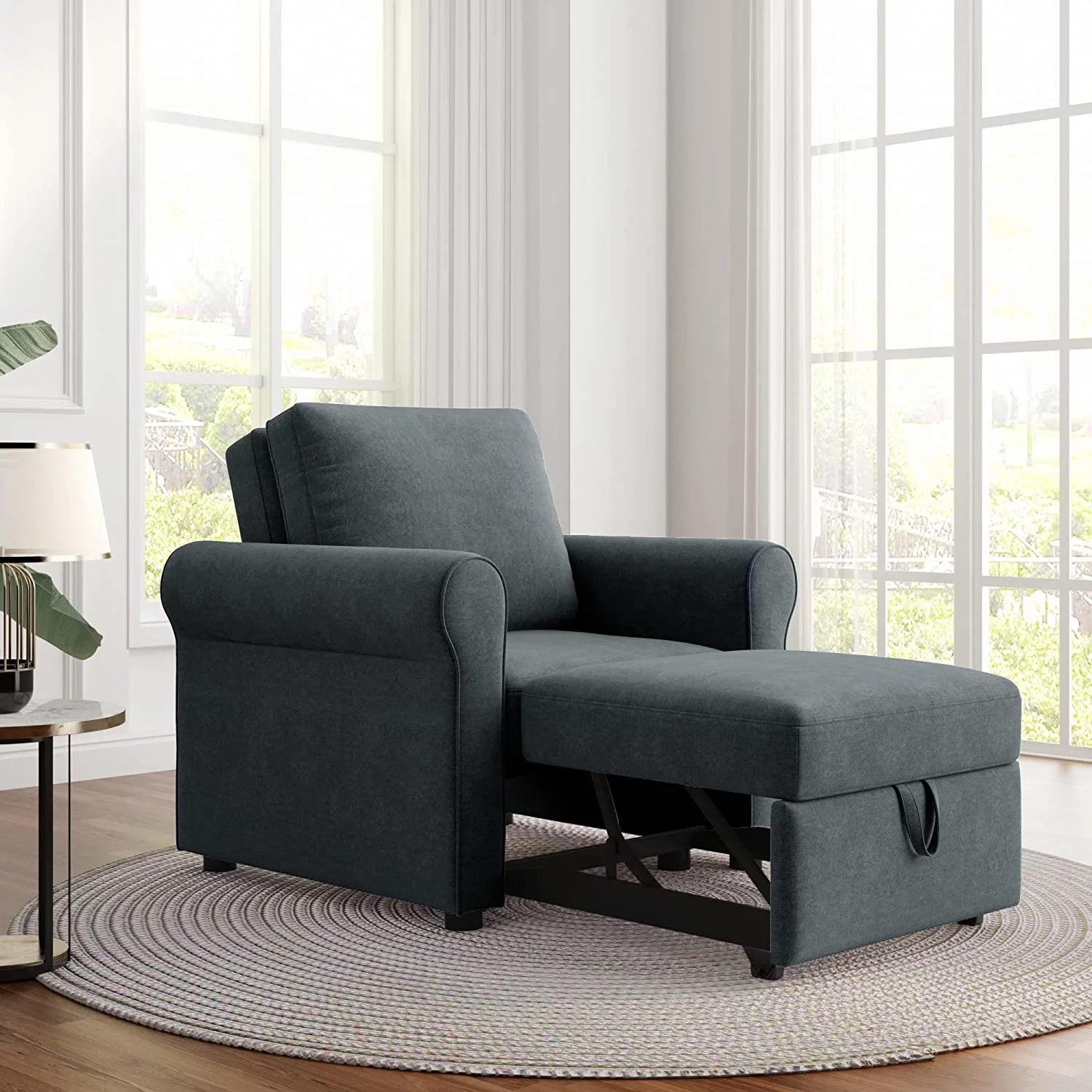 Pull Out Sleeper Chair Convertible Chair To Bed 3-In-1 Single Sofa Bed. Dark Blue - Cheap Abt