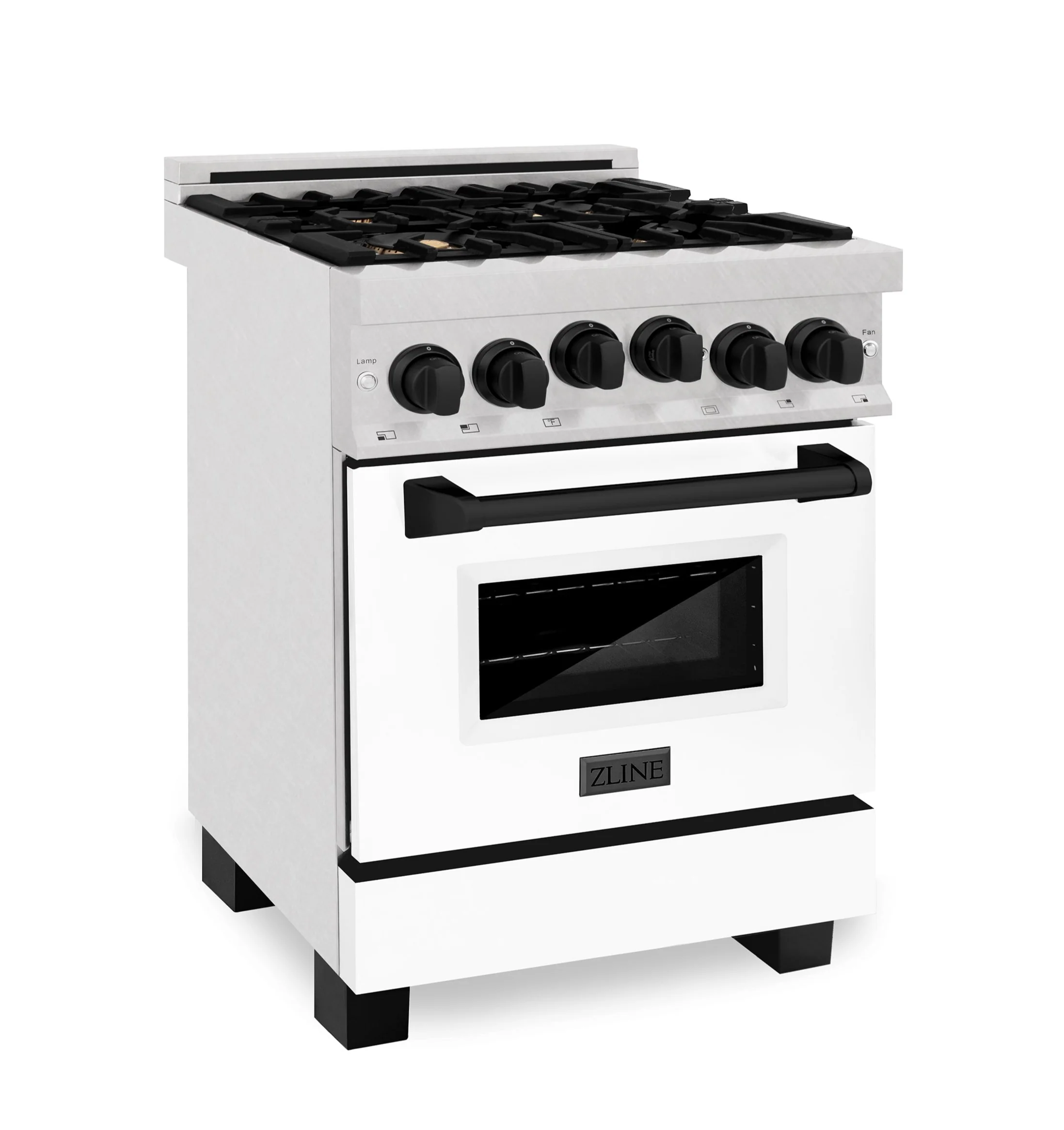 ZLINE Autograph Edition 24 in. Range with Gas Burner and Gas Oven in DuraSnow® Stainless Steel with White Matte Door and Matte Black Accents, RGSZ-WM-24-MB - Cheap Abt