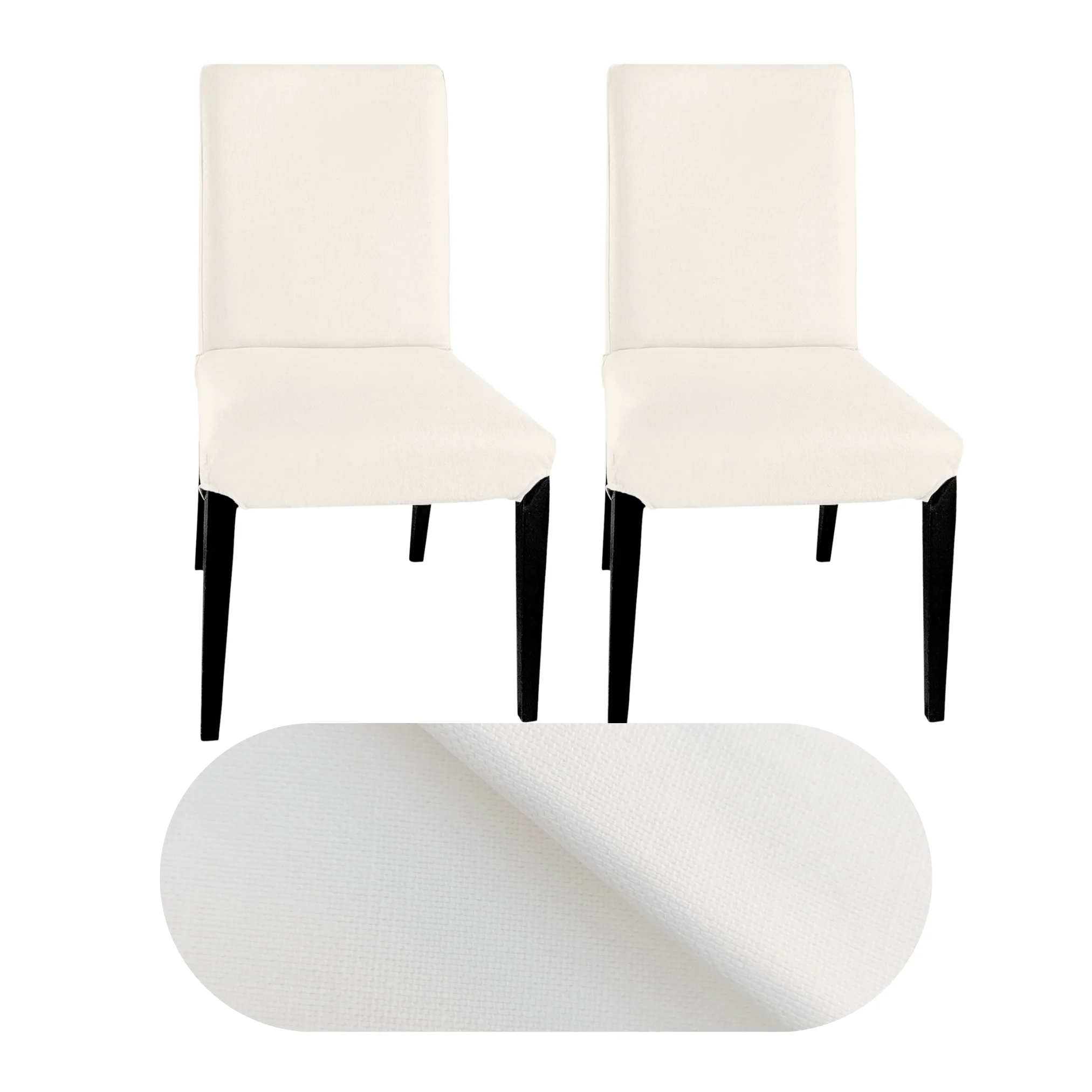 Rockin Cushions 100% European Linen Cotton Slipcover. Compatible with IKEA Henriksdal Dining Chair. Solid White - Set of 2 - Cheap Abt