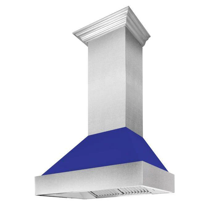 ZLINE 30 in. Ducted DuraSnow® Stainless Steel Range Hood with Blue Matte Shell, 8654BM-30 - Cheap Abt