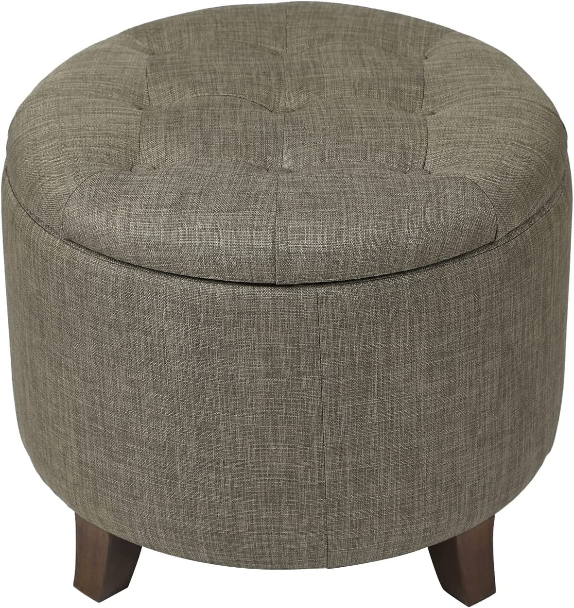 Fabric Cushion Round Button Tufted Lift Top Storage Footstool. Height 17 Inches Ottomans & Storage Ottomans. Strudy. Brown - Cheap Abt