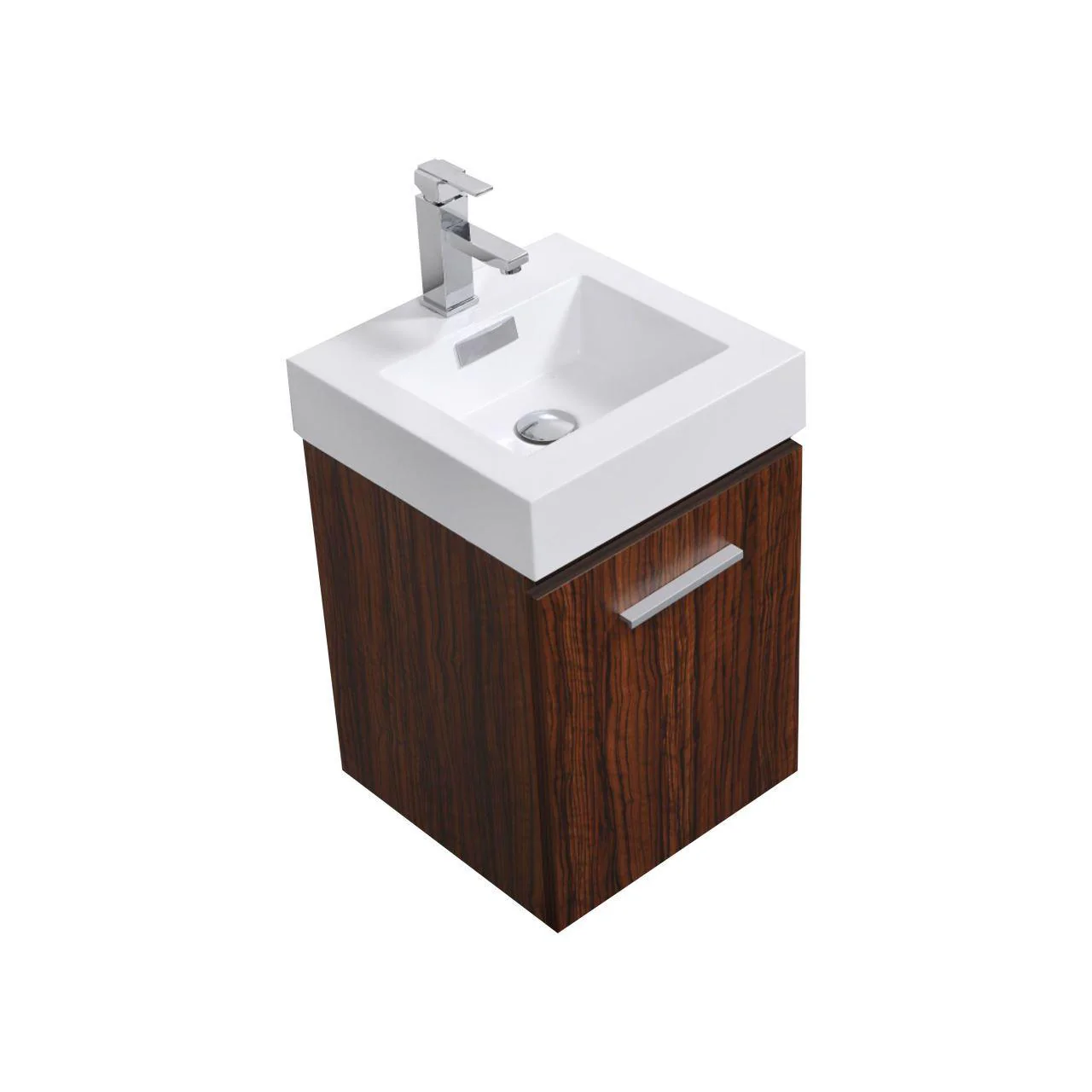 Bliss 16 in. Wall Mount Modern Bathroom Vanity - Walnut - Cheap Abt