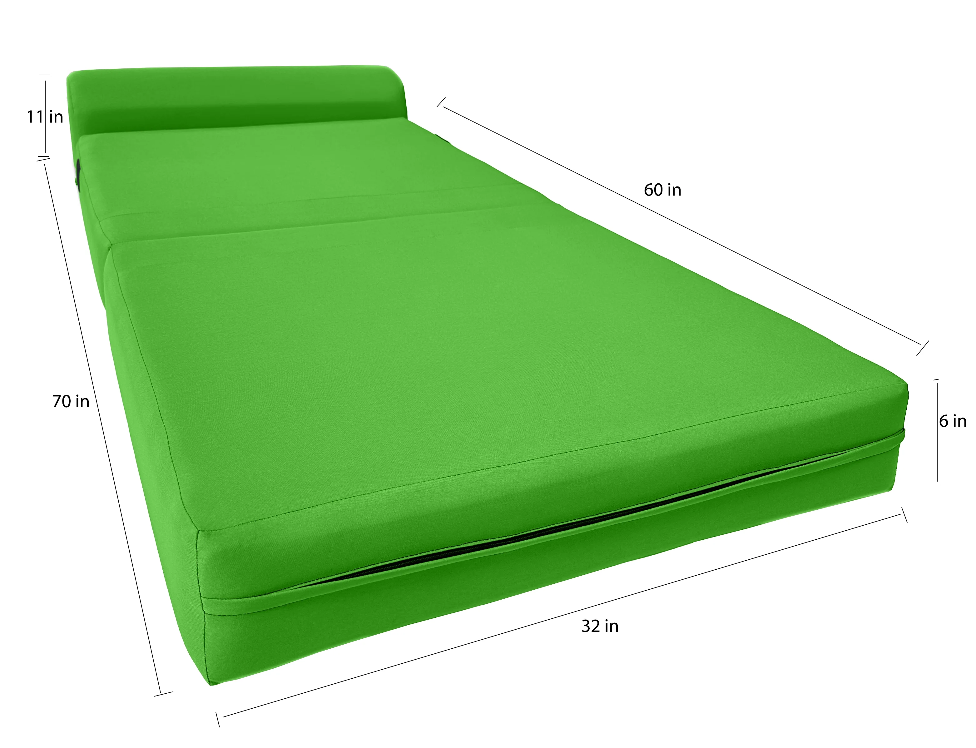 Lime Sleeper Chair Folding Foam Beds. Portable Studio Sofa Guest Bed. 6 x 32 x 70 - Cheap Abt
