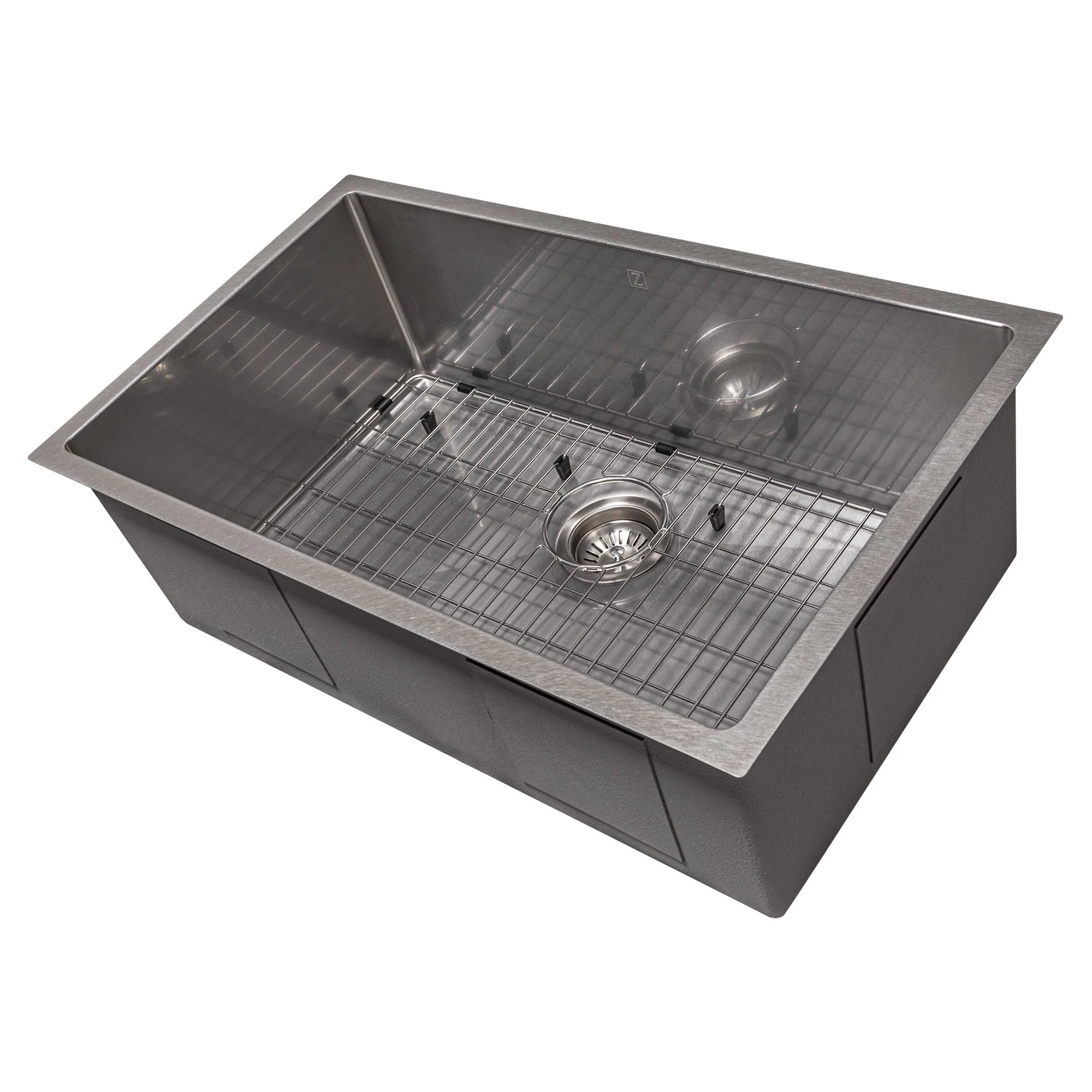 ZLINE 30 in. Meribel Undermount Single Bowl DuraSnow® Stainless Steel Kitchen Sink with Bottom Grid, SRS-30S - Cheap Abt