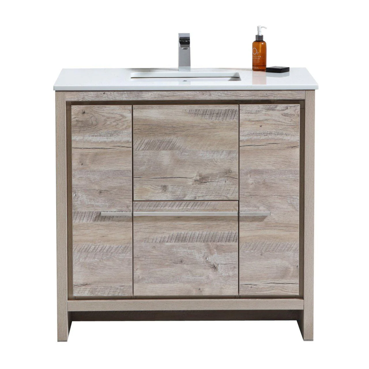 KubeBath Dolce 36 in. Modern Bathroom Vanity with White Quartz Counter Top - Nature Wood, AD636NW - Cheap Abt