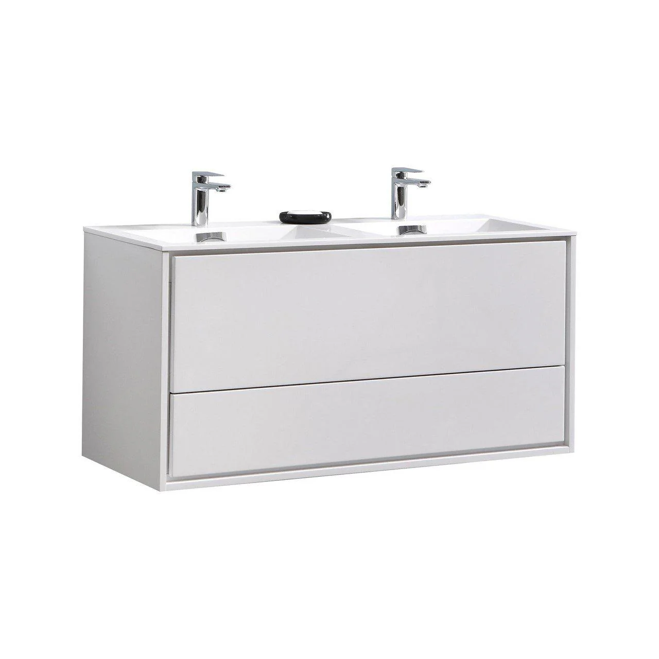 Kube Bath De Lusso 48 in. Double Sink Wall Mount Modern Bathroom Vanity - High Glossy White, DL48D-GW - Cheap Abt