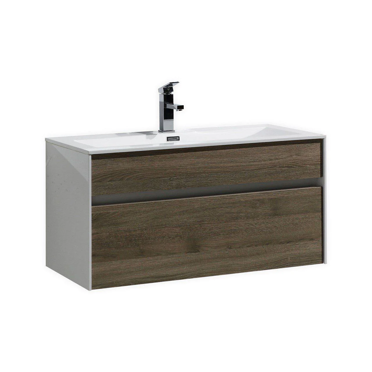 KubeBath Fitto 36 in. Havana Oak Wall Mount Modern Bathroom Vanity, S900CO - Cheap Abt