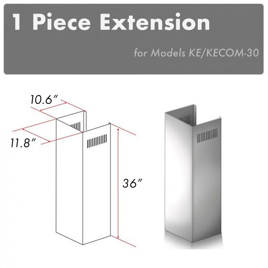 ZLINE 1 Piece Chimney Extension for 10ft. Ceilings (1PCEXT-KE/KECOM-30) - Cheap Abt