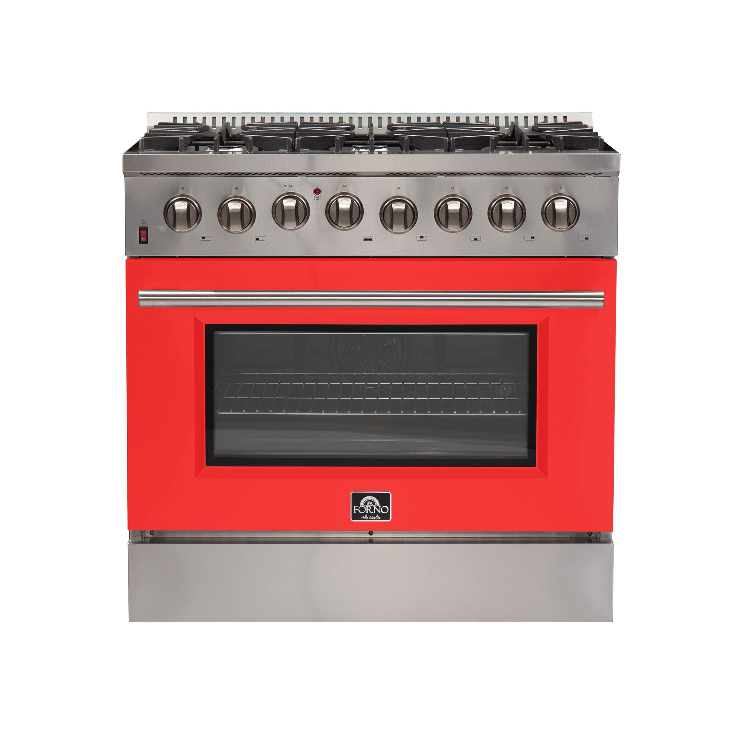 Forno 36 Inch Professional Freestanding Dual Fuel Range in Red, FFSGS6156-36RED - Cheap Abt