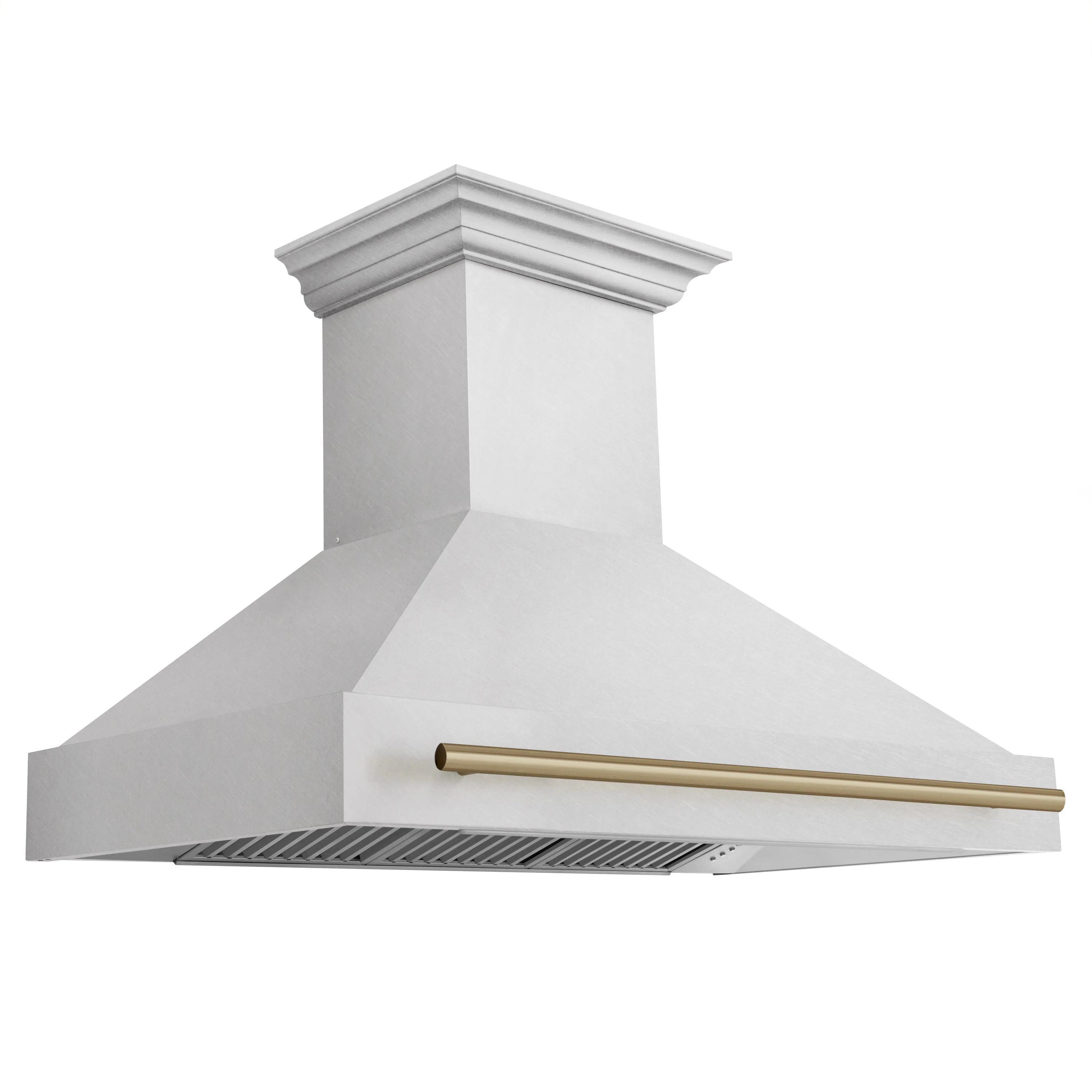 ZLINE Autograph 48 Inch DuraSnow® Stainless Steel Range Hood with DuraSnow® Shell and Champagne Bronze Handle, 8654SNZ-48-CB - Cheap Abt