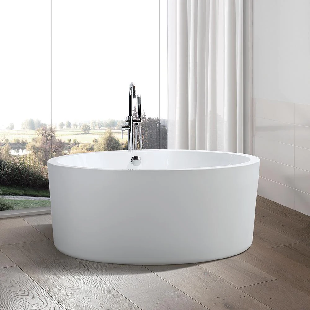 Vanity Art Troyes 59 in. Acrylic Flatbottom Freestanding Bathtub in White, VA6810 - Cheap Abt