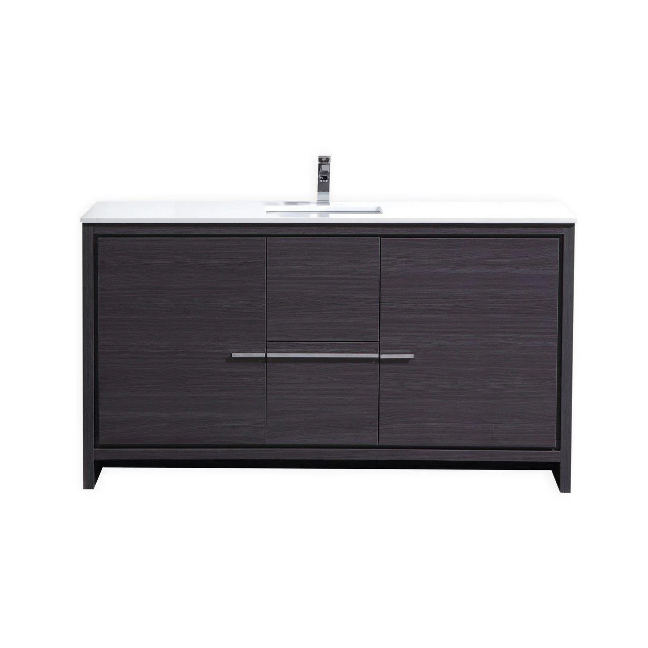 KubeBath Dolce 60 in. Dark Gray Oak Modern Bathroom Vanity with White Quartz Counter-Top, AD660SWB - Cheap Abt