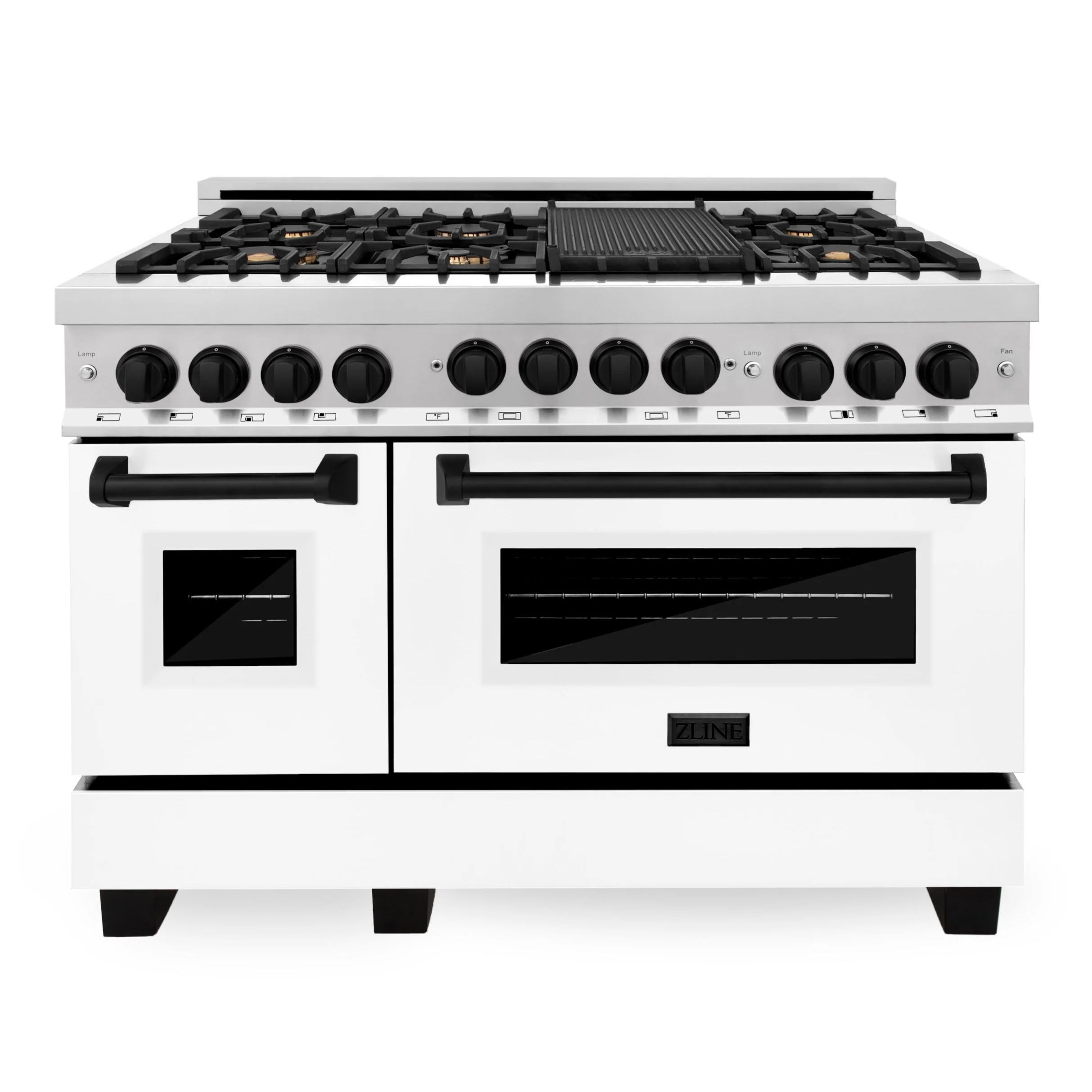 ZLINE Autograph Edition 48 Inch 6.0 cu. ft. Gas Range with White Matte Door, Matte Black Accents, RGZ-WM-48-MB - Cheap Abt