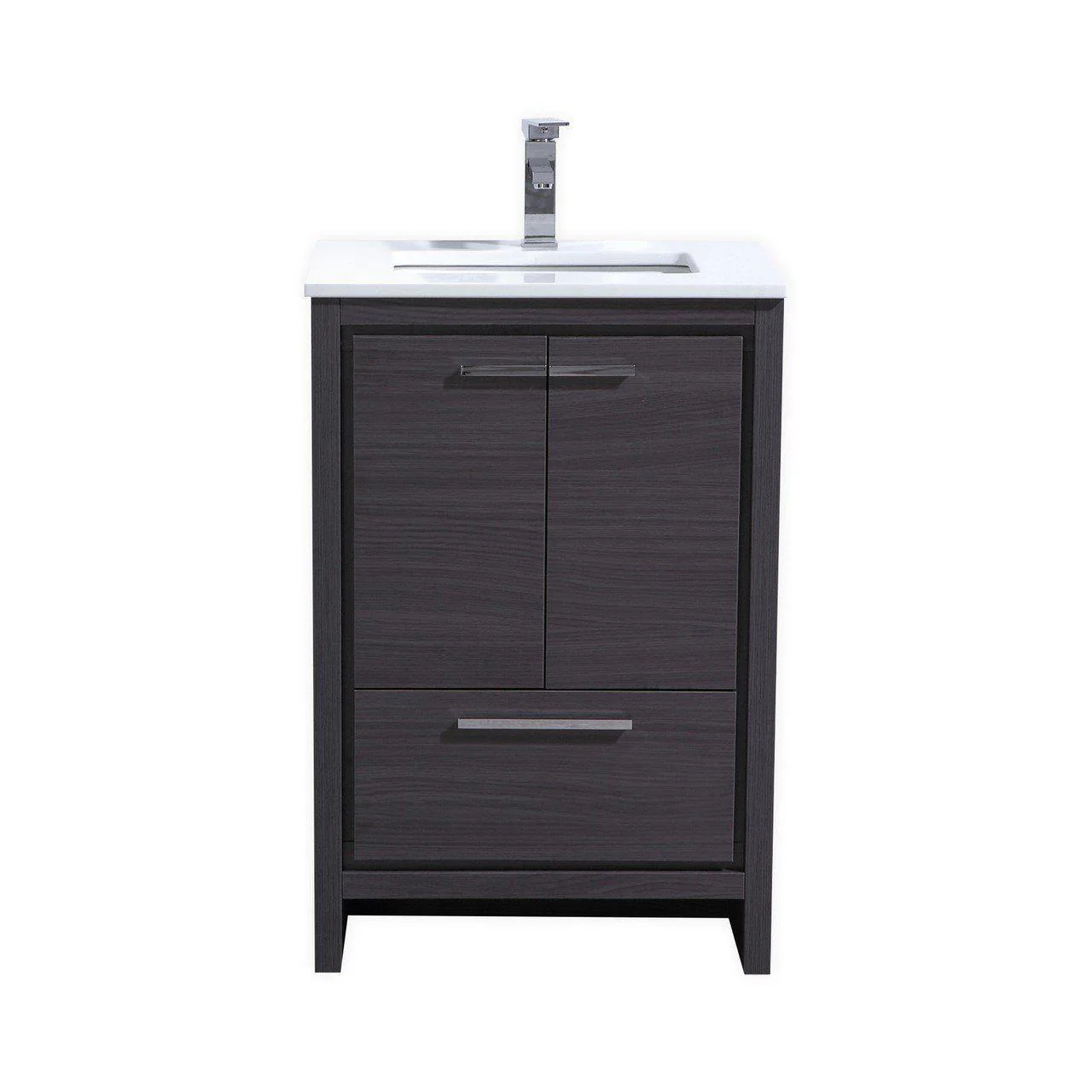 KubeBath Dolce 24 in. Modern Bathroom Vanity with White Quartz Counter Top - Gray Oak, AD624WB - Cheap Abt