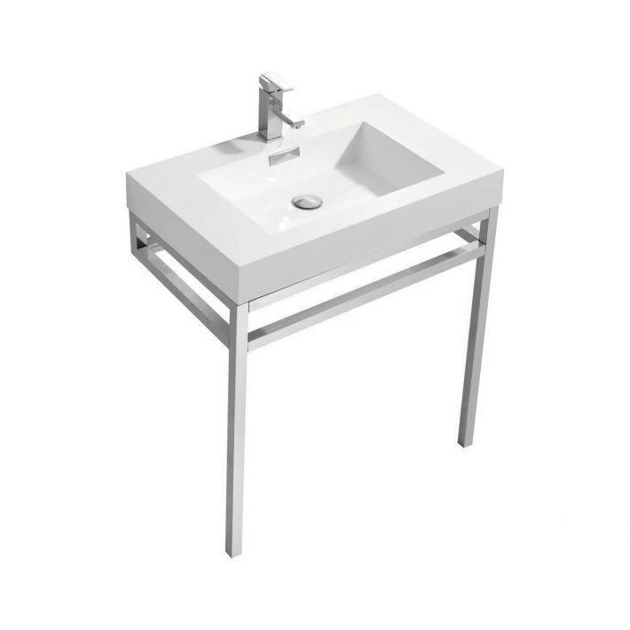 KubeBath Haus 30 in. Stainless Steel Console w/ White Acrylic Sink - Chrome, CH30 - Cheap Abt