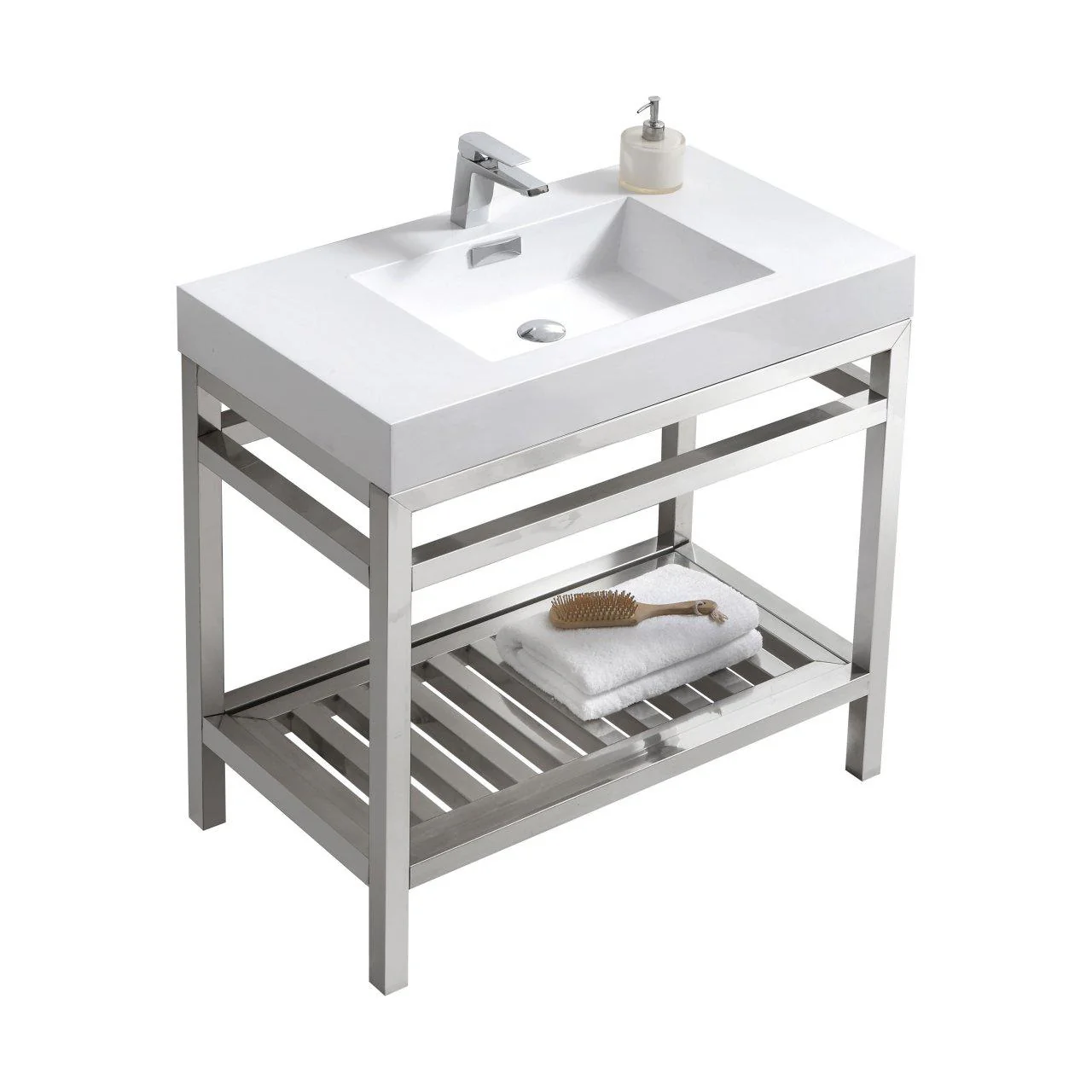 KubeBath Cisco 36 in. Stainless Steel Console with Acrylic Sink - Chrome, AC36 - Cheap Abt