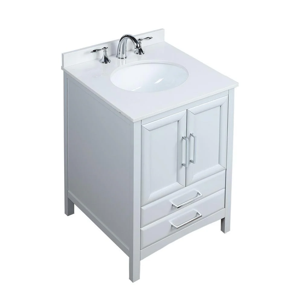 Vanity Art Rochefort 24 in. Bath Vanity in Grey with Vanity Top in White Cultured Marble with White Basin, VA3224G - Cheap Abt