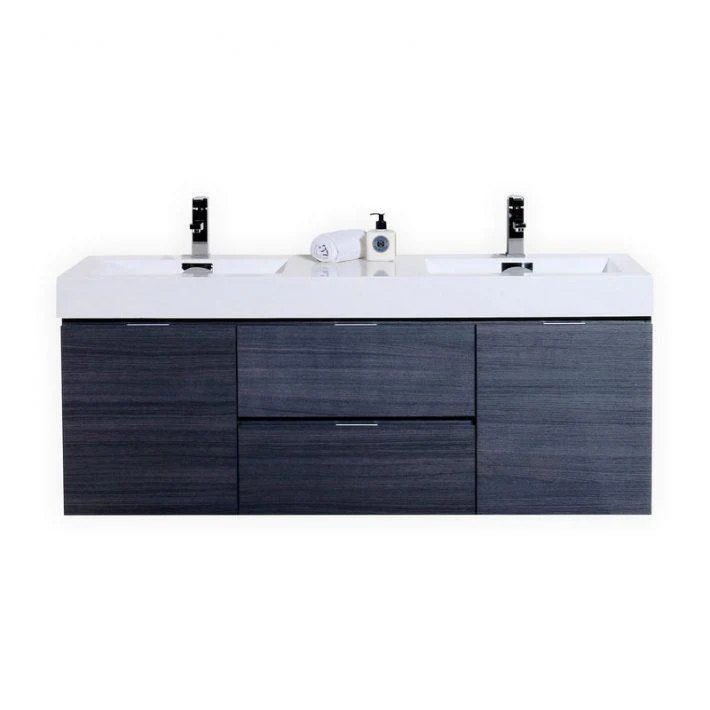 KubeBath Bliss 60 in. Double Sink Wall Mount Modern Bathroom Vanity - Gray Oak, BSL60D-GO - Cheap Abt