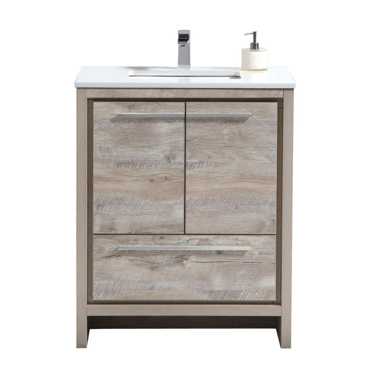 KubeBath Dolce 30 in. Modern Bathroom Vanity with White Quartz Counter Top - Nature Wood - Cheap Abt