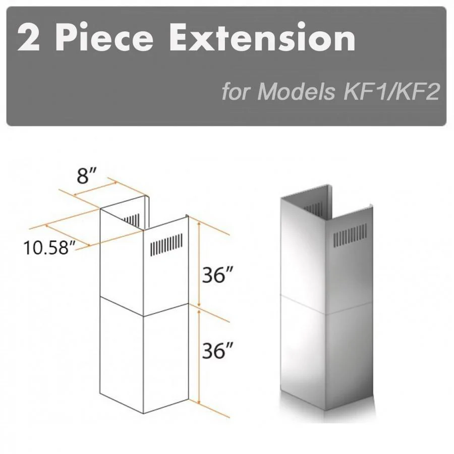 ZLINE 2 Piece Chimney Extension for 12ft Ceiling (2PCEXT-KF1) - Cheap Abt