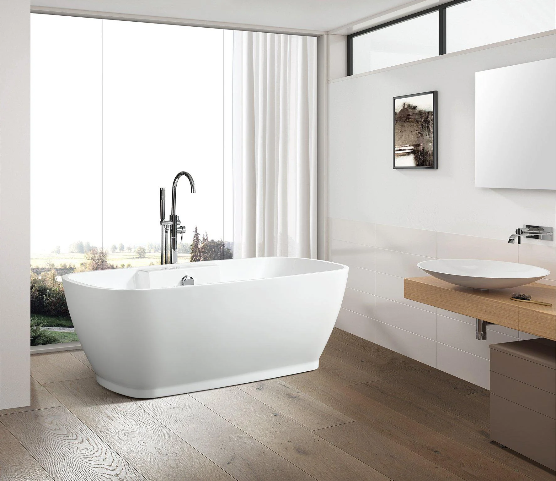 Vanity Art 59 in. x 30 in. Freestanding Soaking Bathtub, VA6835 - Cheap Abt
