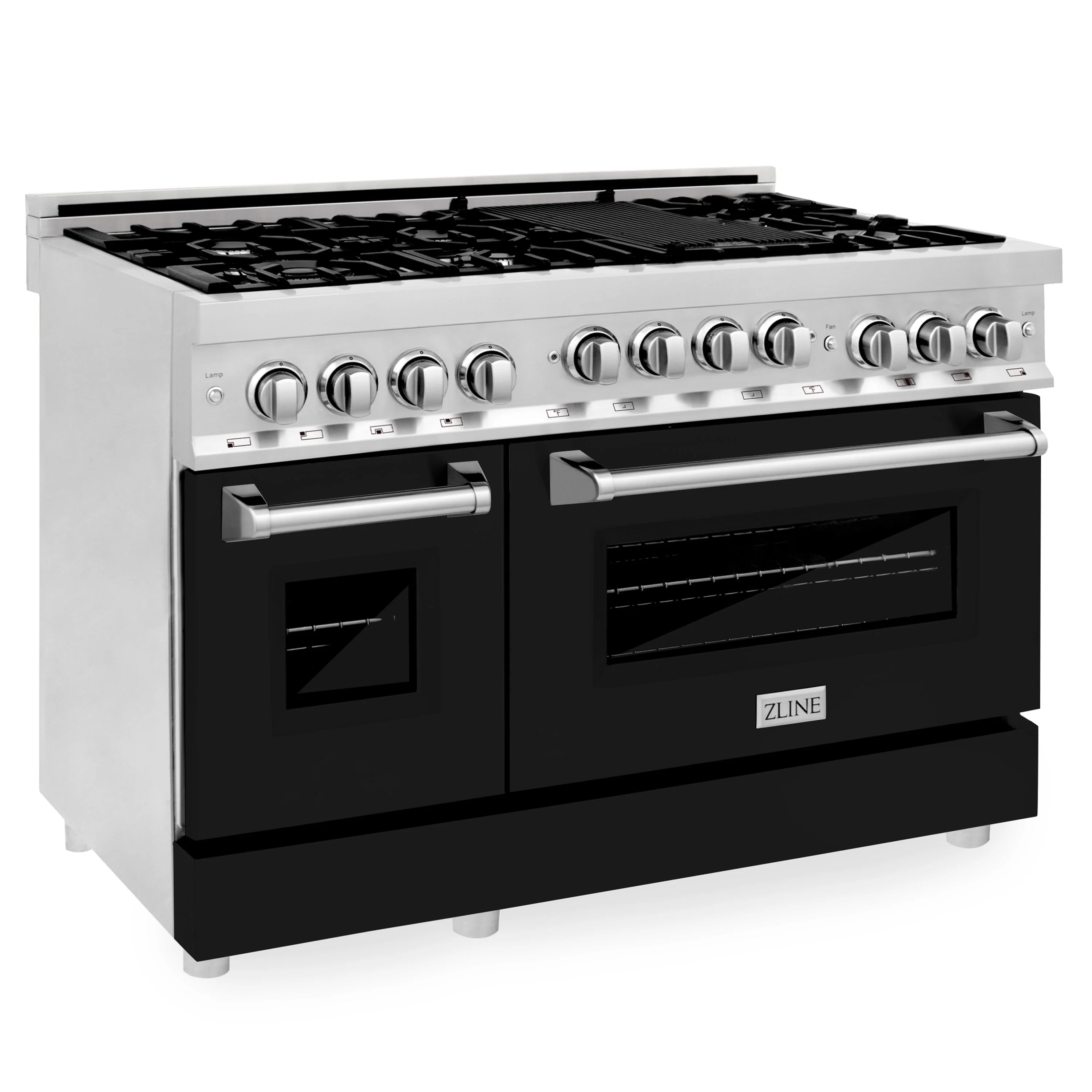 ZLINE 48 In. 6.0 cu. ft. Range with Gas Stove and Gas Oven in DuraSnow® Stainless Steel with Black Matte Doors, RGS-BLM-48 - Cheap Abt