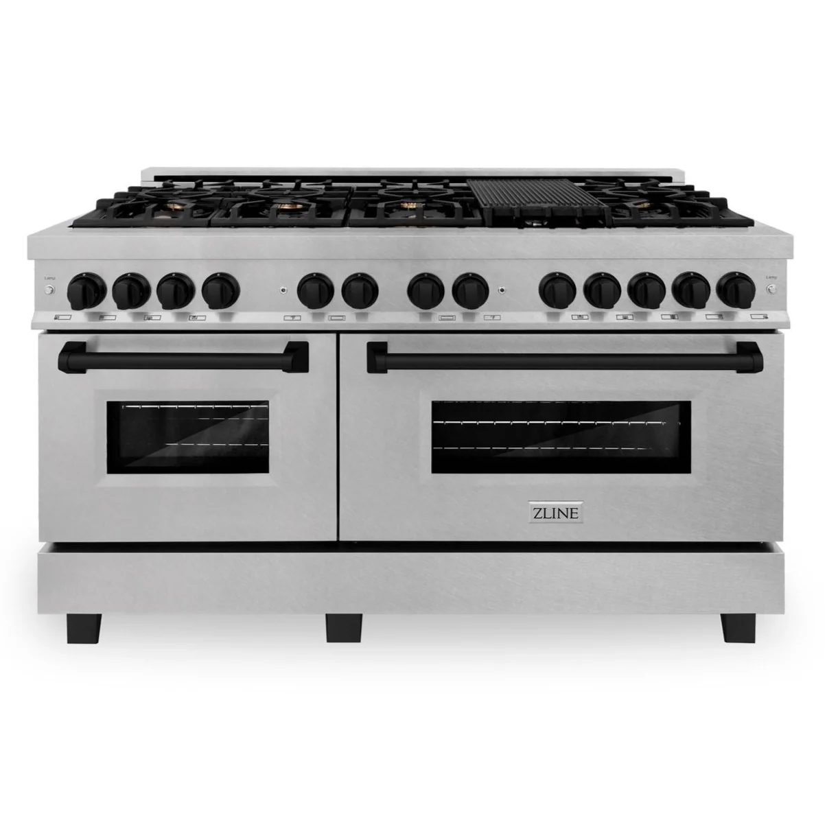 ZLINE 60 Inch Autograph Edition Dual Fuel Range in Stainless Steel with Matte Black Accents, RASZ-60-MB - Cheap Abt