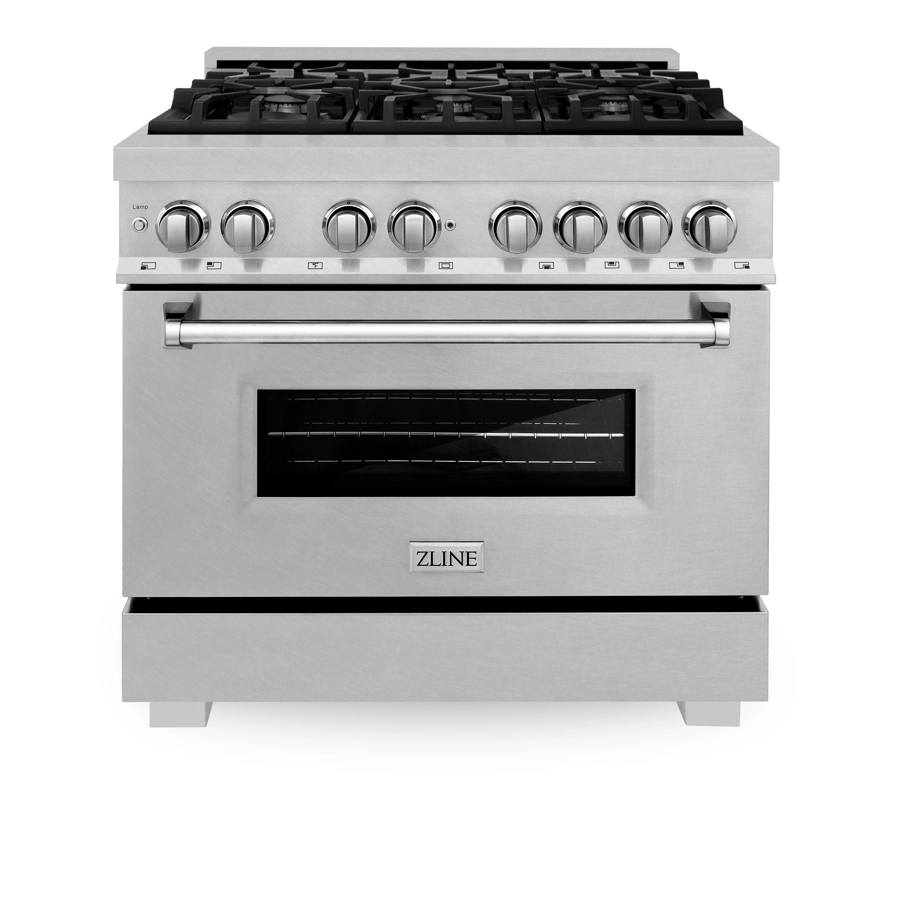 ZLINE Kitchen and Bath 36 in. Professional Gas Burner/Electric Oven in DuraSnow® Stainless with DuraSnow® Stainless Door, RAS-SN-36 - Cheap Abt
