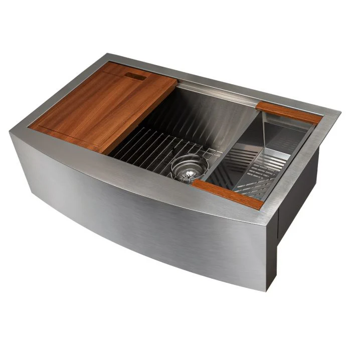 ZLINE 33 in. Moritz Farmhouse Apron Mount Single Bowl Stainless Steel Kitchen Sink with Bottom Grid and Accessories, SLSAP-33 - Cheap Abt