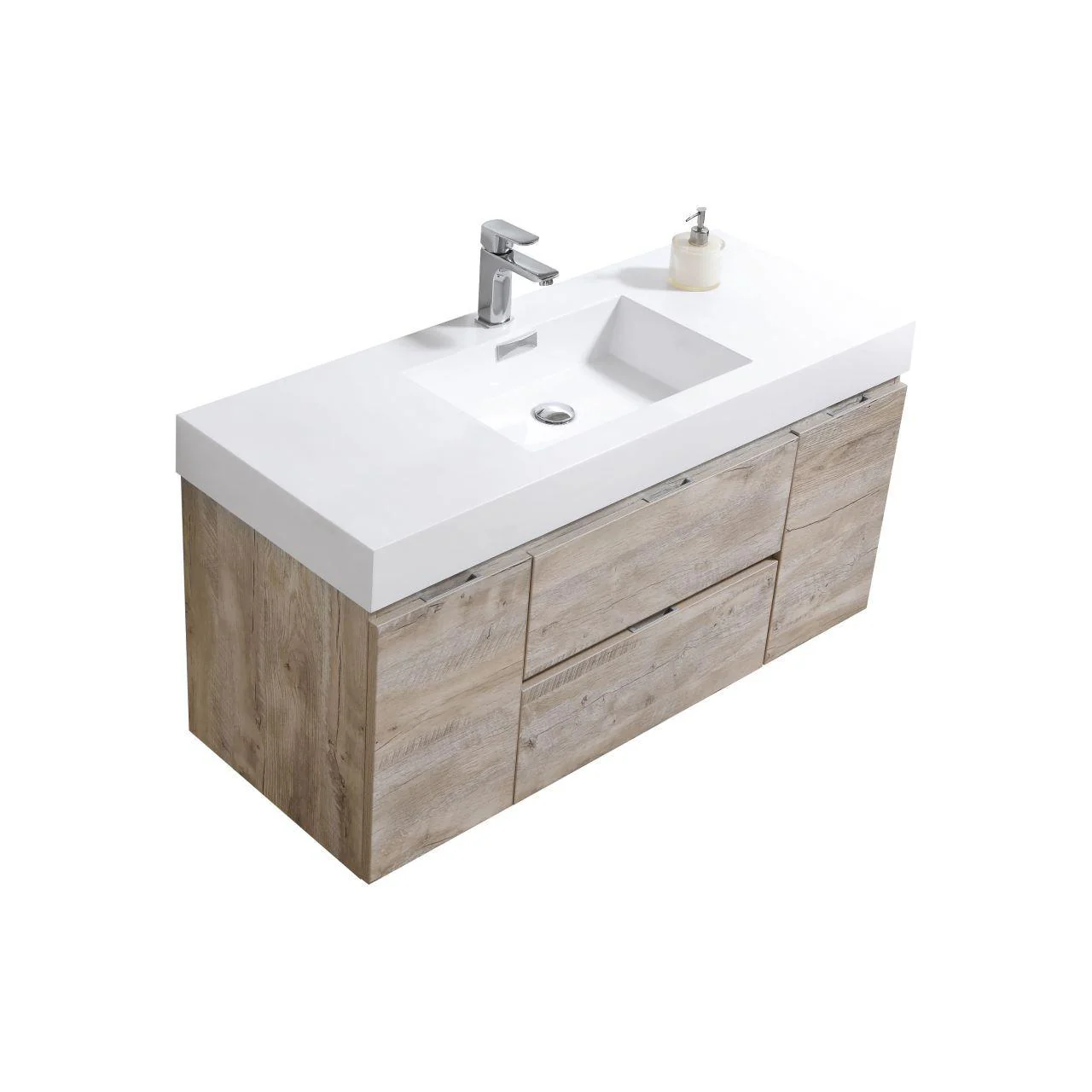 Bliss 48 in. Wall Mount Modern Bathroom Vanity - Nature Wood - Cheap Abt
