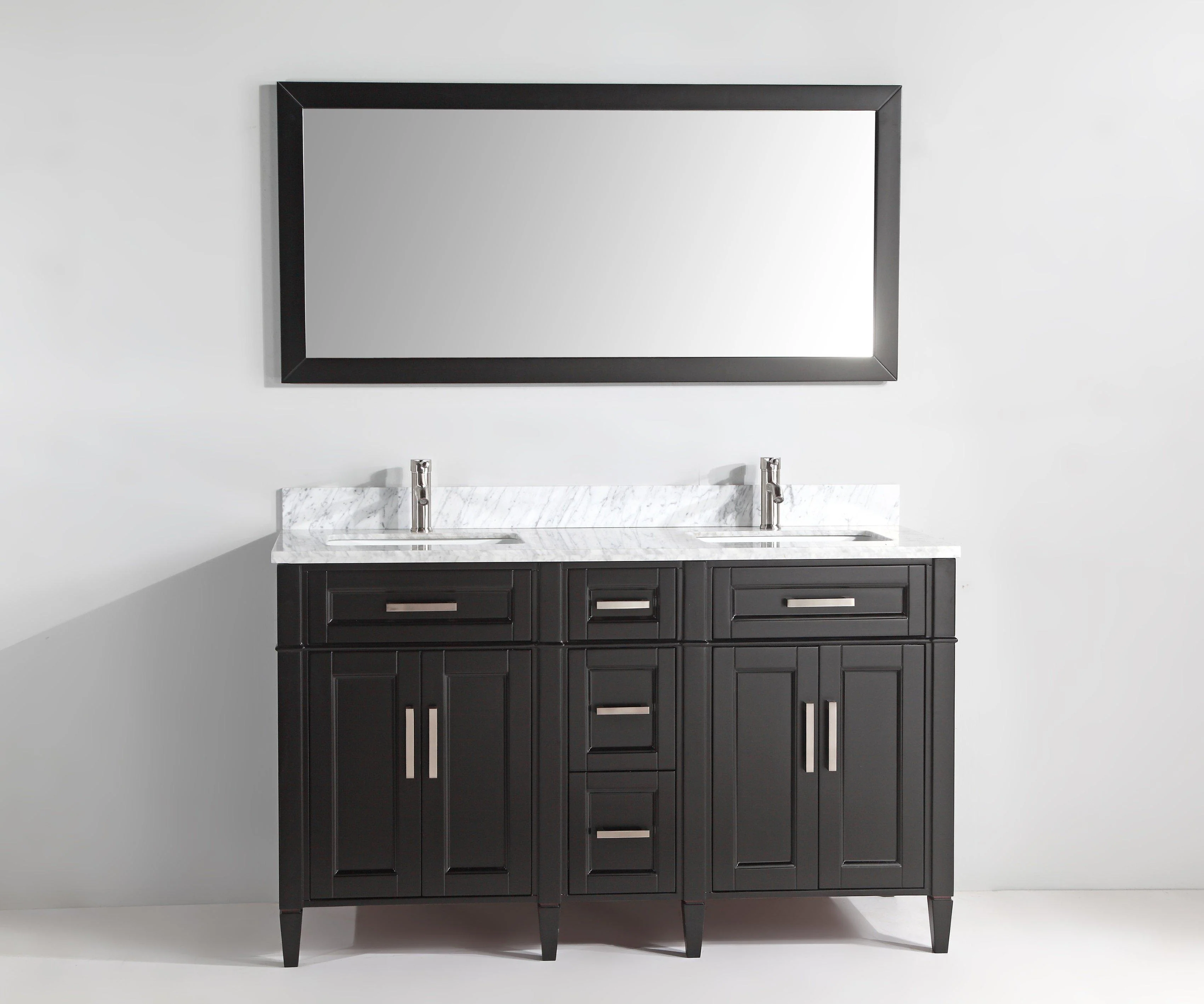 Vanity Art 60 in. Double Sink Vanity in Carrara Marble & Mirror - Espresso, VA2060DE - Cheap Abt