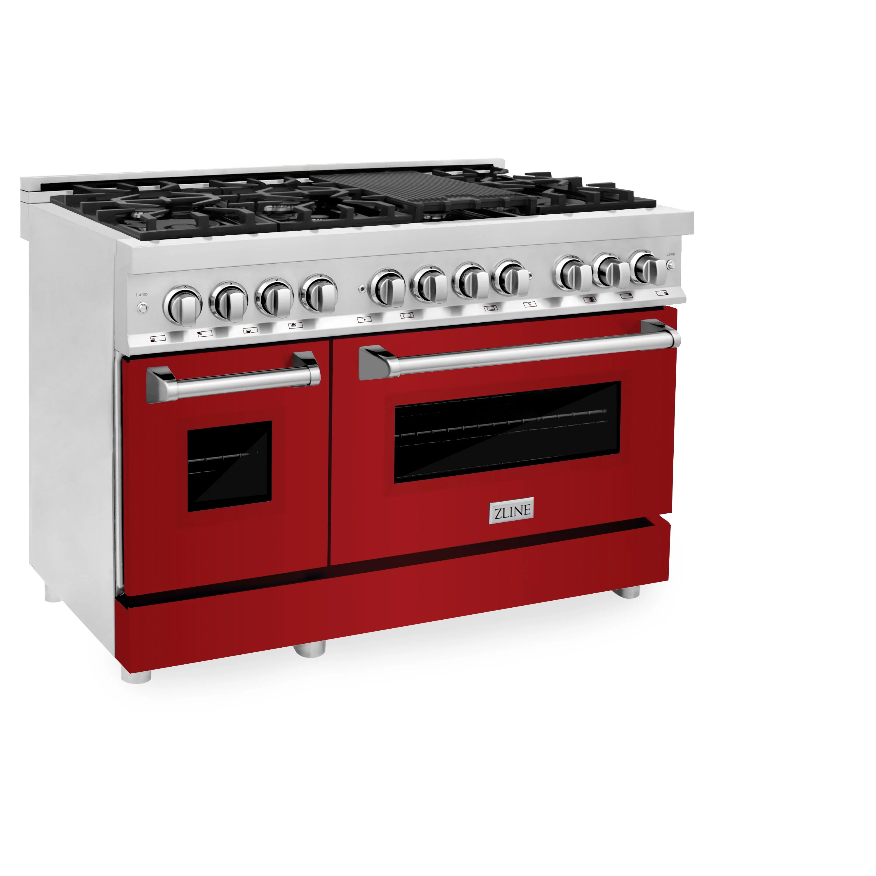 ZLINE 48 in. Professional Gas Burner/Electric Oven Stainless Steel 6.0 cu.ft. 7 Range - Red Gloss Door, RA-RG-48 - Cheap Abt