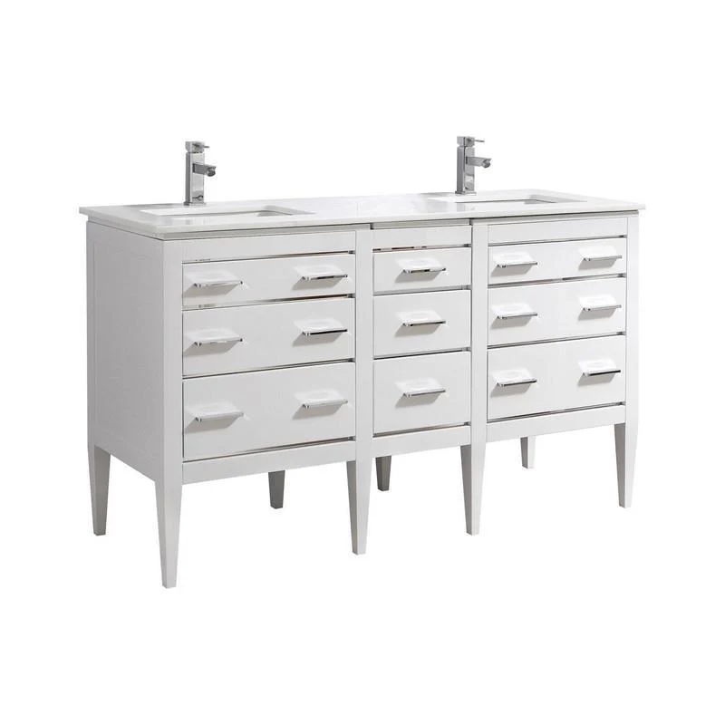 KubeBath Eiffel 60'' Double Sink High Gloss White Vanity with White Counter Top, E60-GW - Cheap Abt