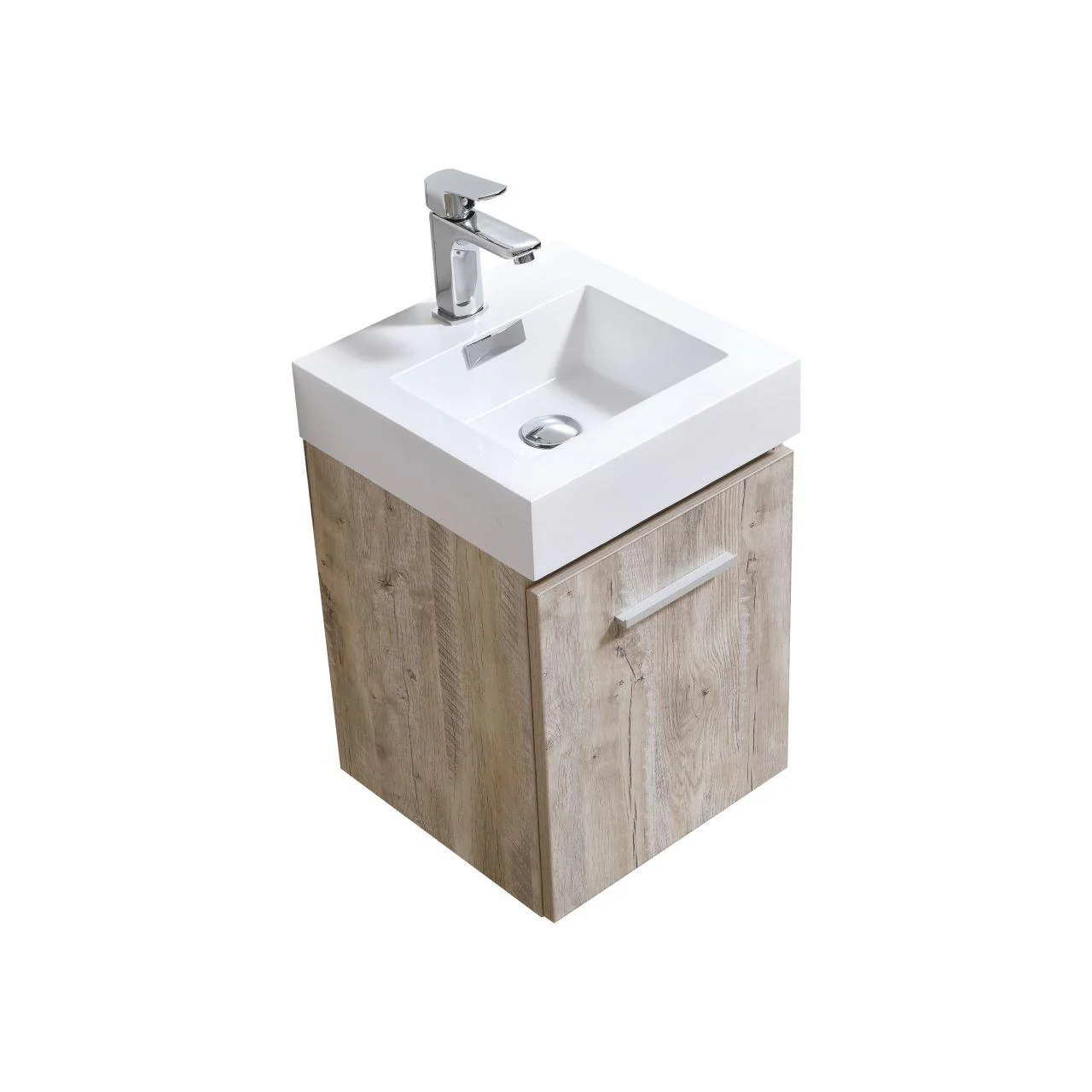 Bliss 16 in. Wall Mount Modern Bathroom Vanity - Nature Wood - Cheap Abt