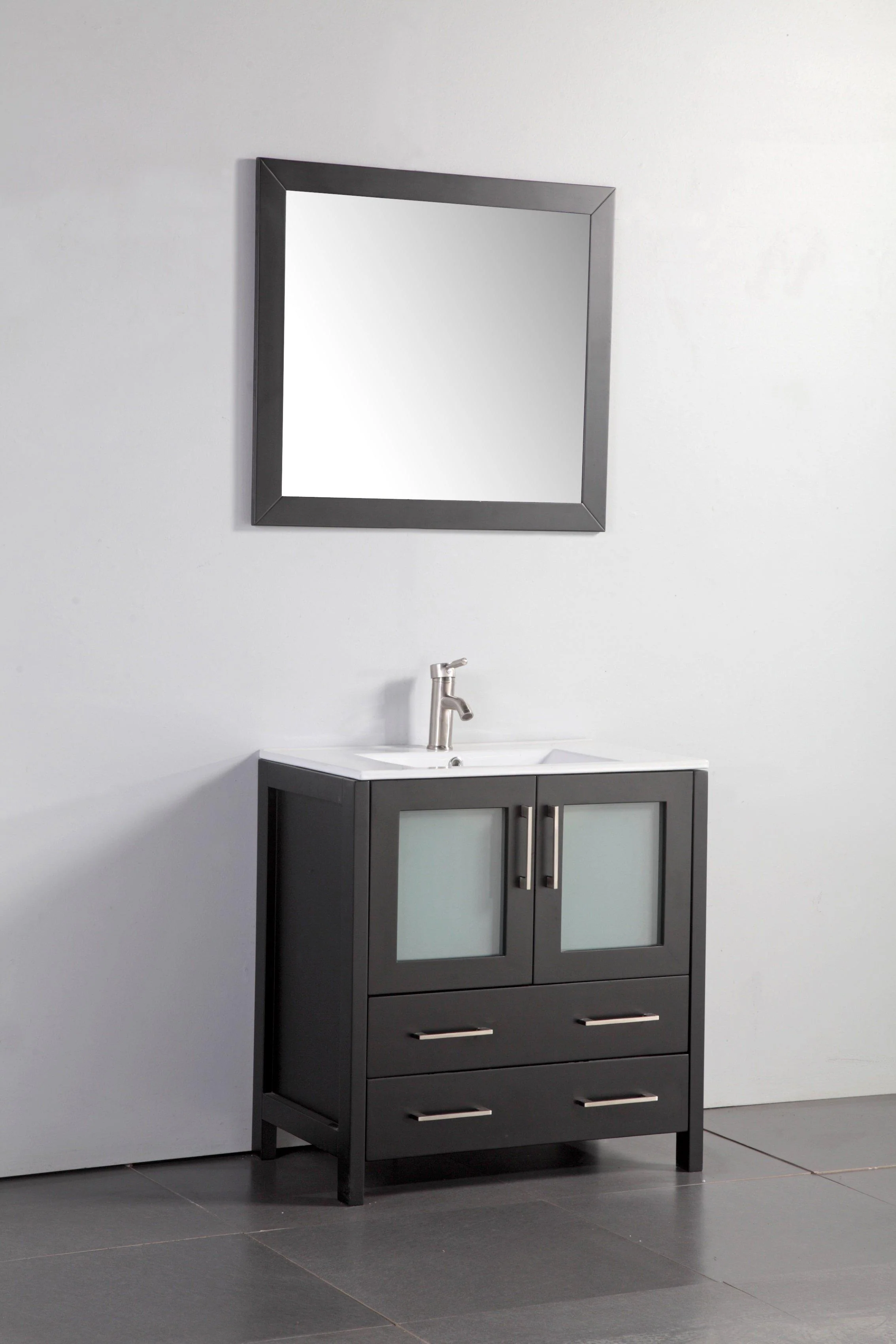 Vanity Art 30 in. Single Sink Vanity Cabinet with Ceramic Sink & Mirror - Espresso, VA3030E - Cheap Abt