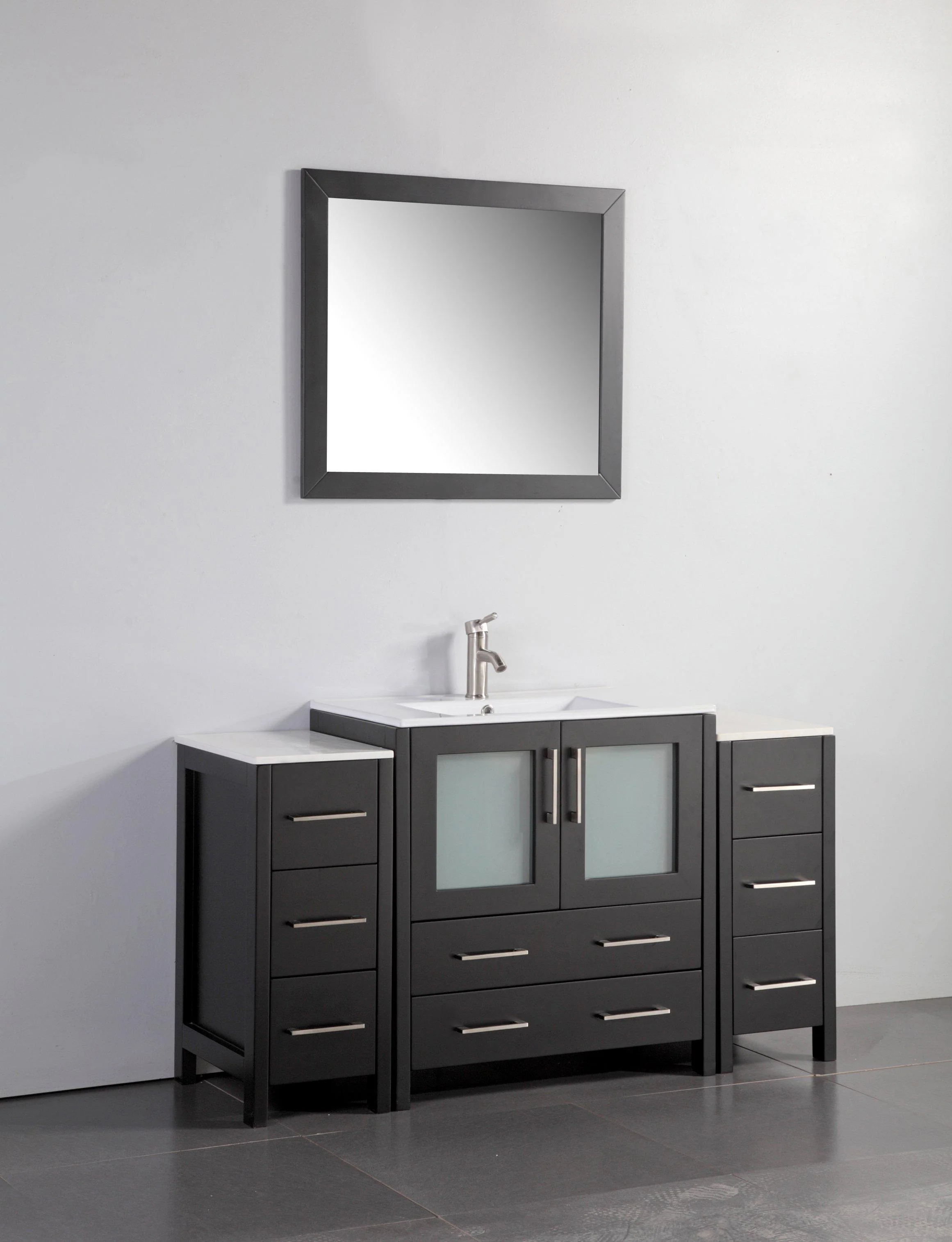 Vanity Art 54 in. Single Sink Vanity Cabinet with Ceramic Sink & Mirror - Espresso, VA3030-54E - Cheap Abt