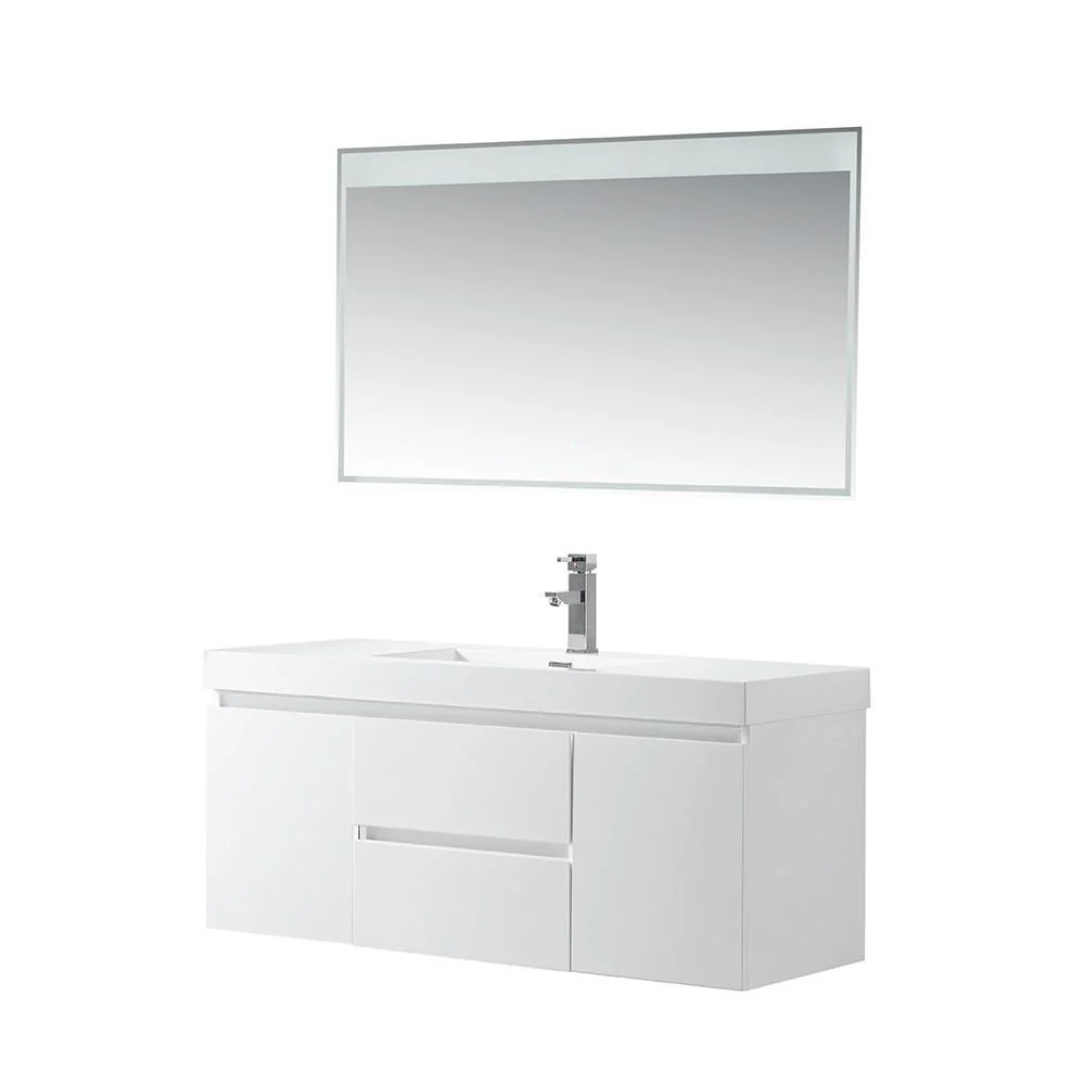 Vanity Art Wall-Hung Single-Sink Bathroom Vanity With Resin Top, 48 in., VA6048W - Cheap Abt