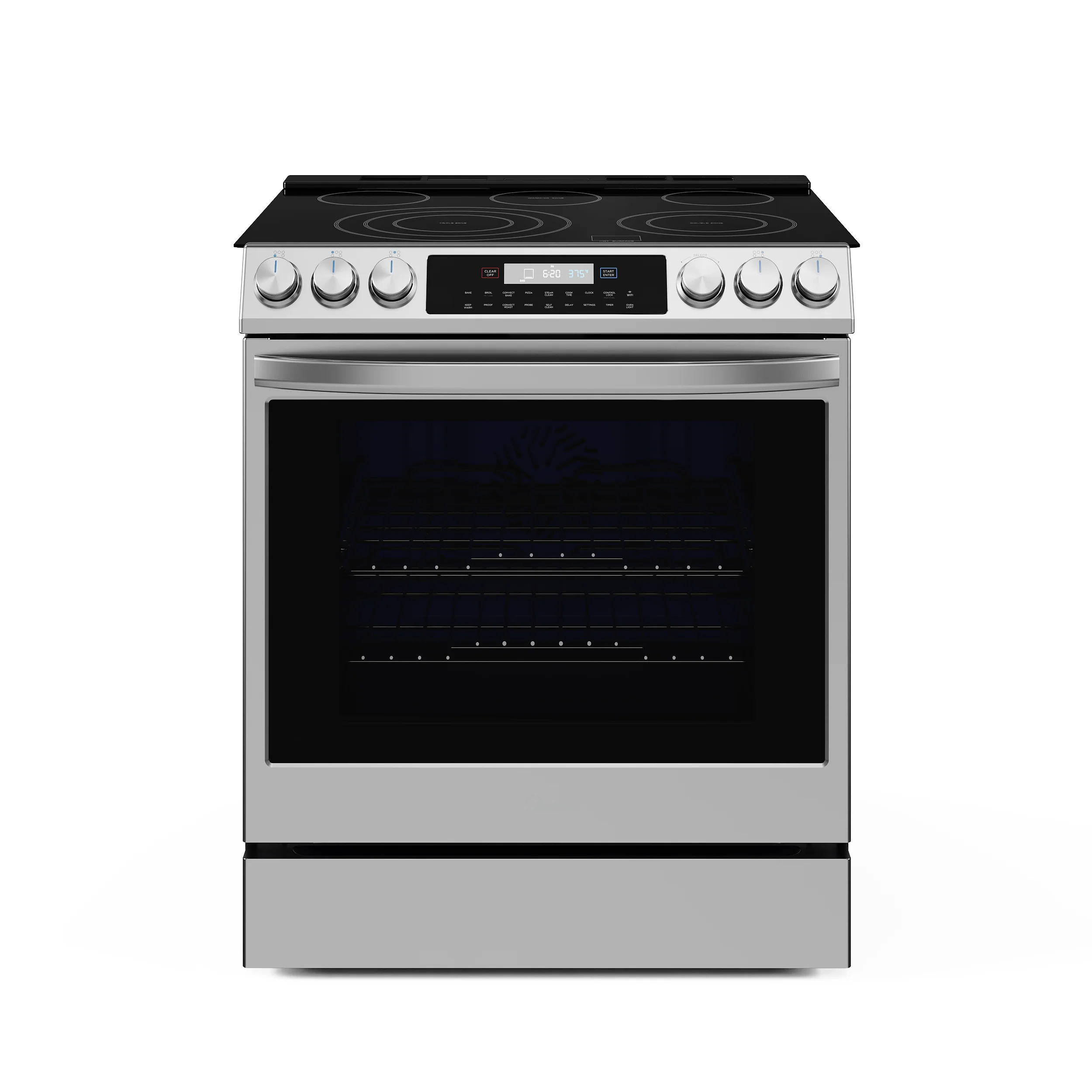Midea 30 In. Slide-In Electric Range 6.3 cu. ft. Self-Cleaning Oven in Stainless Steel, MES30S4AST - Cheap Abt