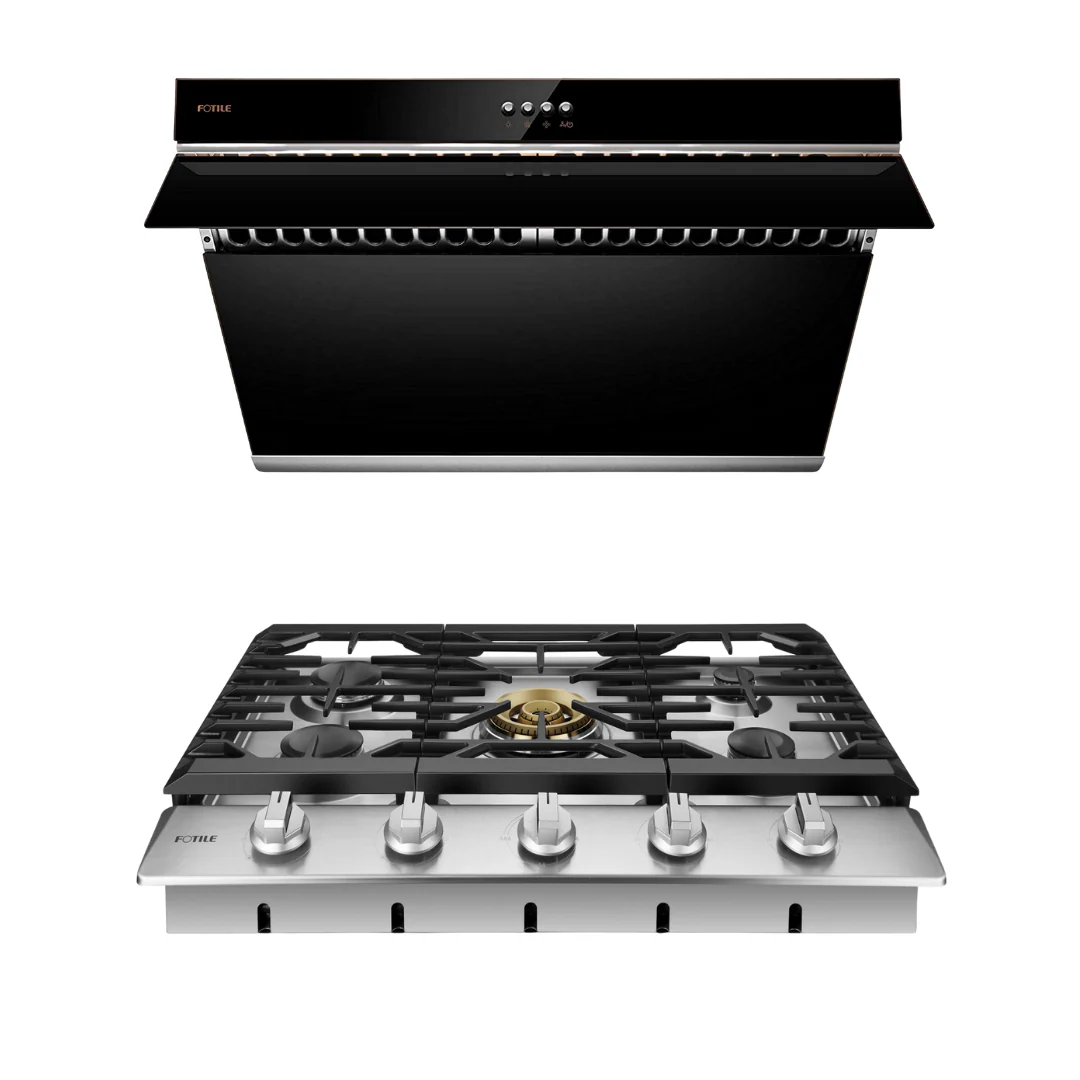 Fotile Package 30 Inch Cooktop and 30 Inch 850 CFM Range Hood in Black with Push Buttons, AP-GLS30501-4 - Cheap Abt