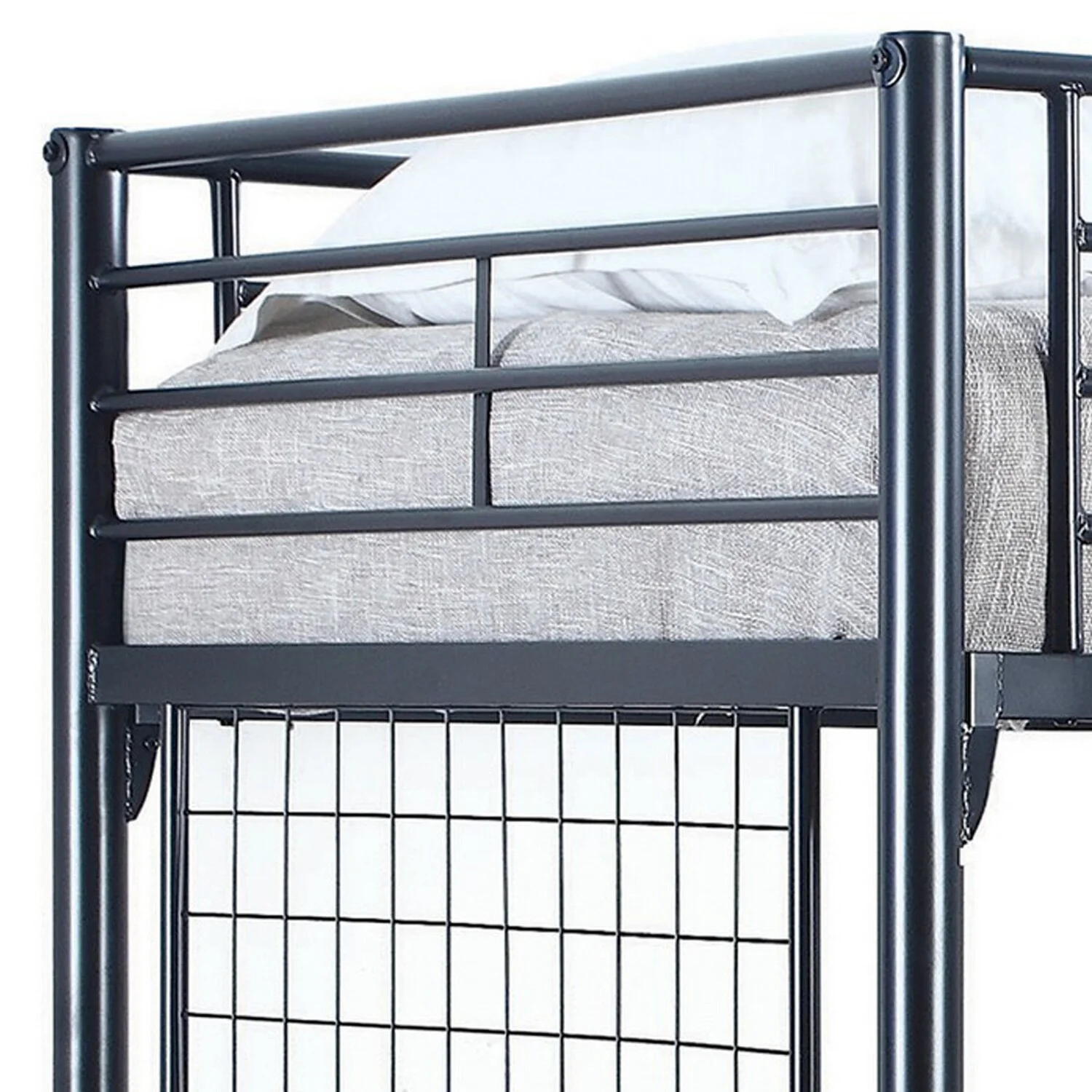 Benjara BM302802 Futon Frame Metal Twin Size Loft Bed with Workstation& Desk Chair. Black & White - Cheap Abt