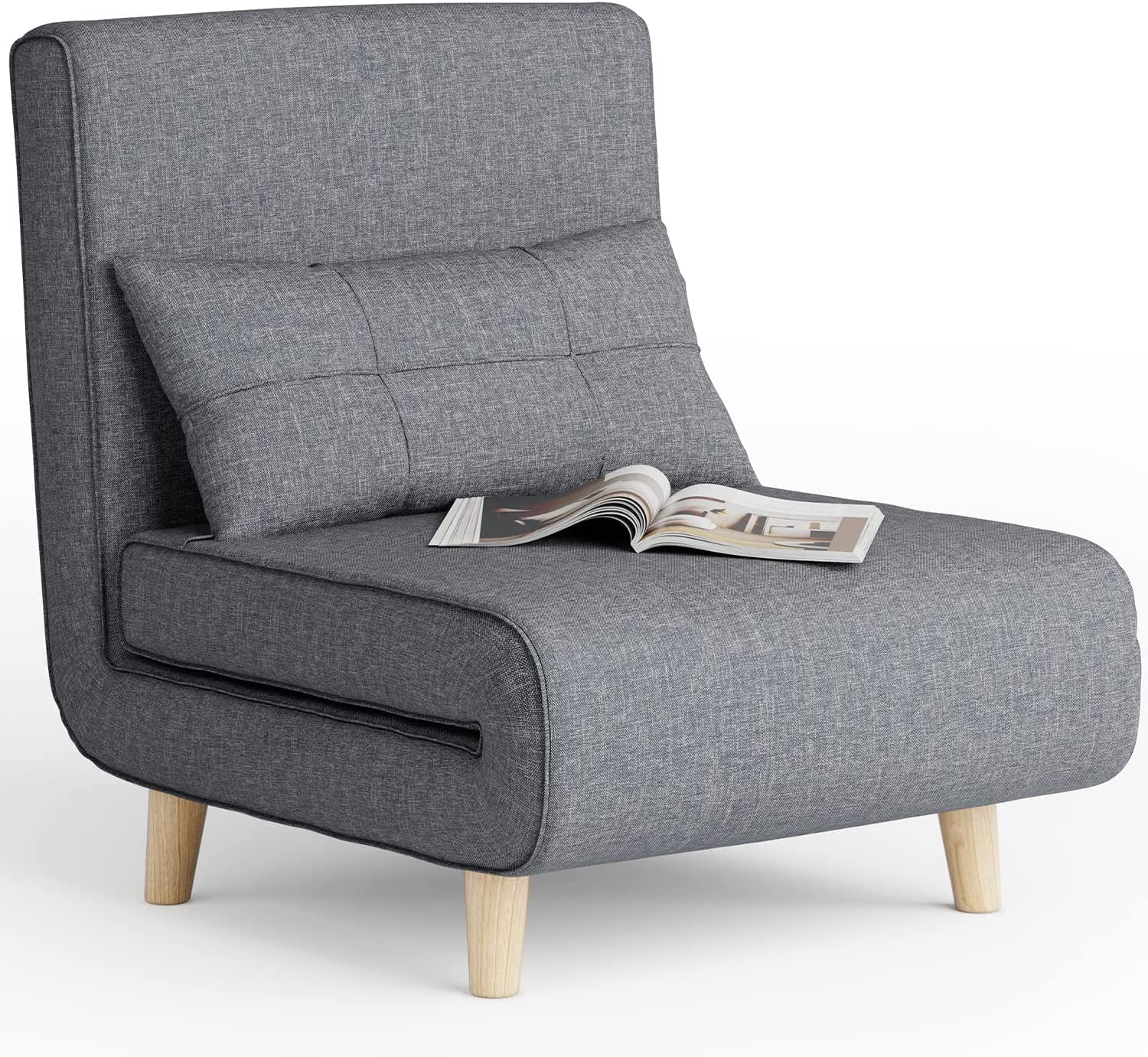 Convertible Sofa Chair Bed with Wood Legs for Livingroom. Bedroom. Dark Grey - Cheap Abt