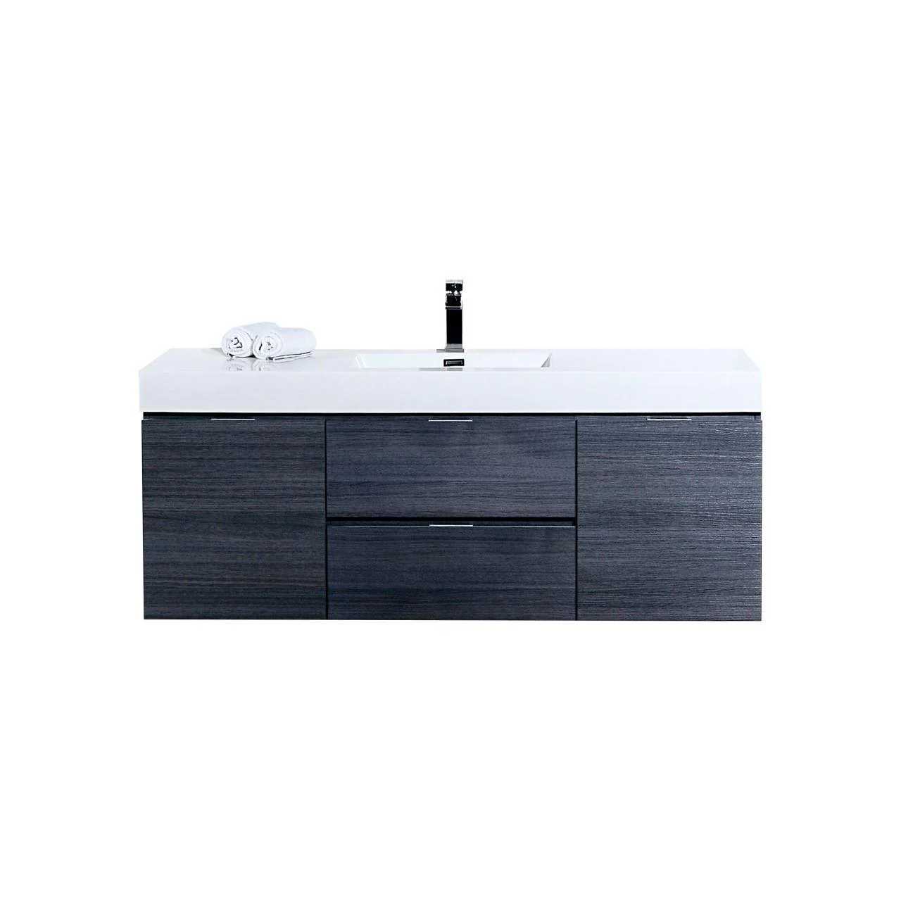 KubeBath Bliss 60 in. Single Sink Wall Mount Modern Bathroom Vanity - Gray Oak, BSL60S-GO - Cheap Abt