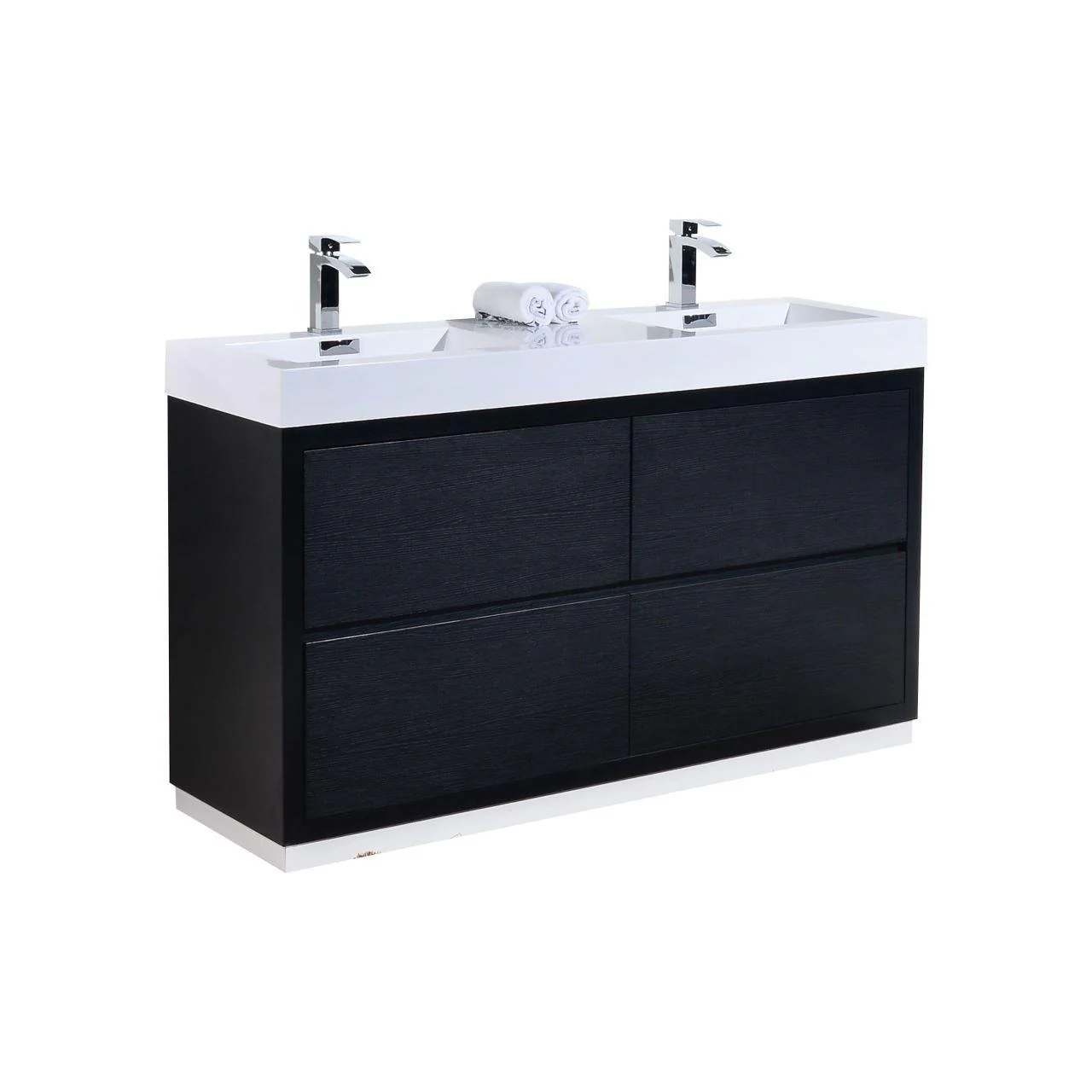 KubeBath Bliss 60 in. Double Sink Free Standing Modern Bathroom Vanity - Black, FMB60D-BK - Cheap Abt