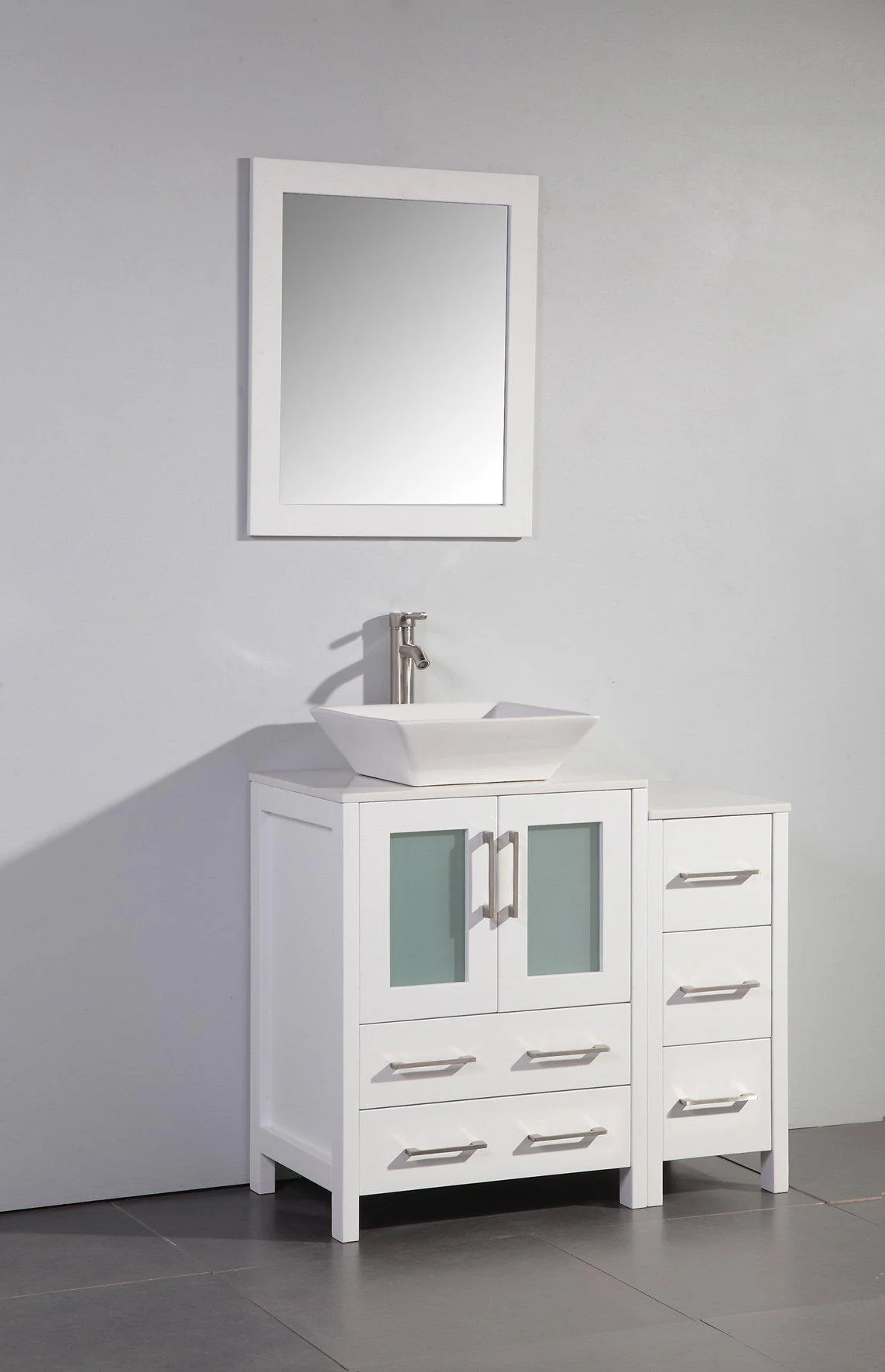 Vanity Art Ravenna 36 inch Bathroom Vanity in White with Single Basin Top in White Ceramic and Mirror - Cheap Abt
