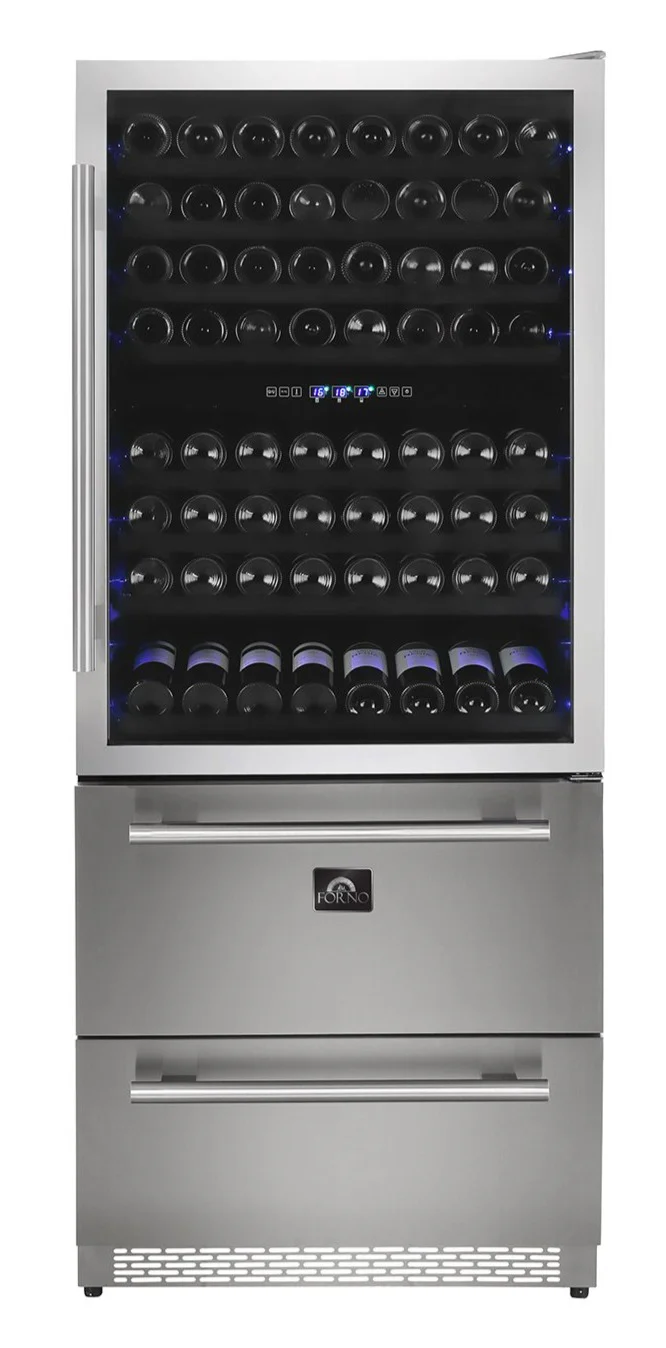 Forno 30 in. 144 Bottle & 200 Can Triple Zone Wine Cooler, FWCDR6661-30S - Cheap Abt