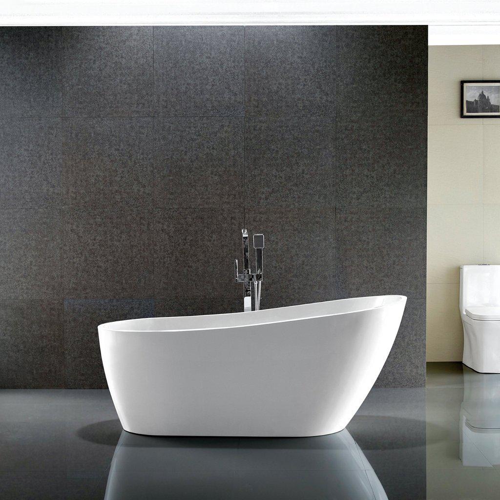 Vanity Art Colombes 67 in. Acrylic Flatbottom Freestanding Bathtub in White, VA6522 - Cheap Abt