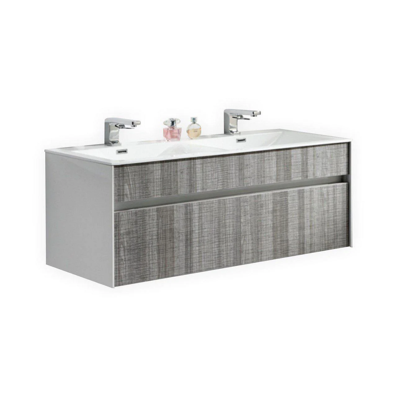KubeBath Fitto 48 in. Ash Gray Wall Mount Modern Bathroom Vanity - Double Sink, S1200DHGASH - Cheap Abt
