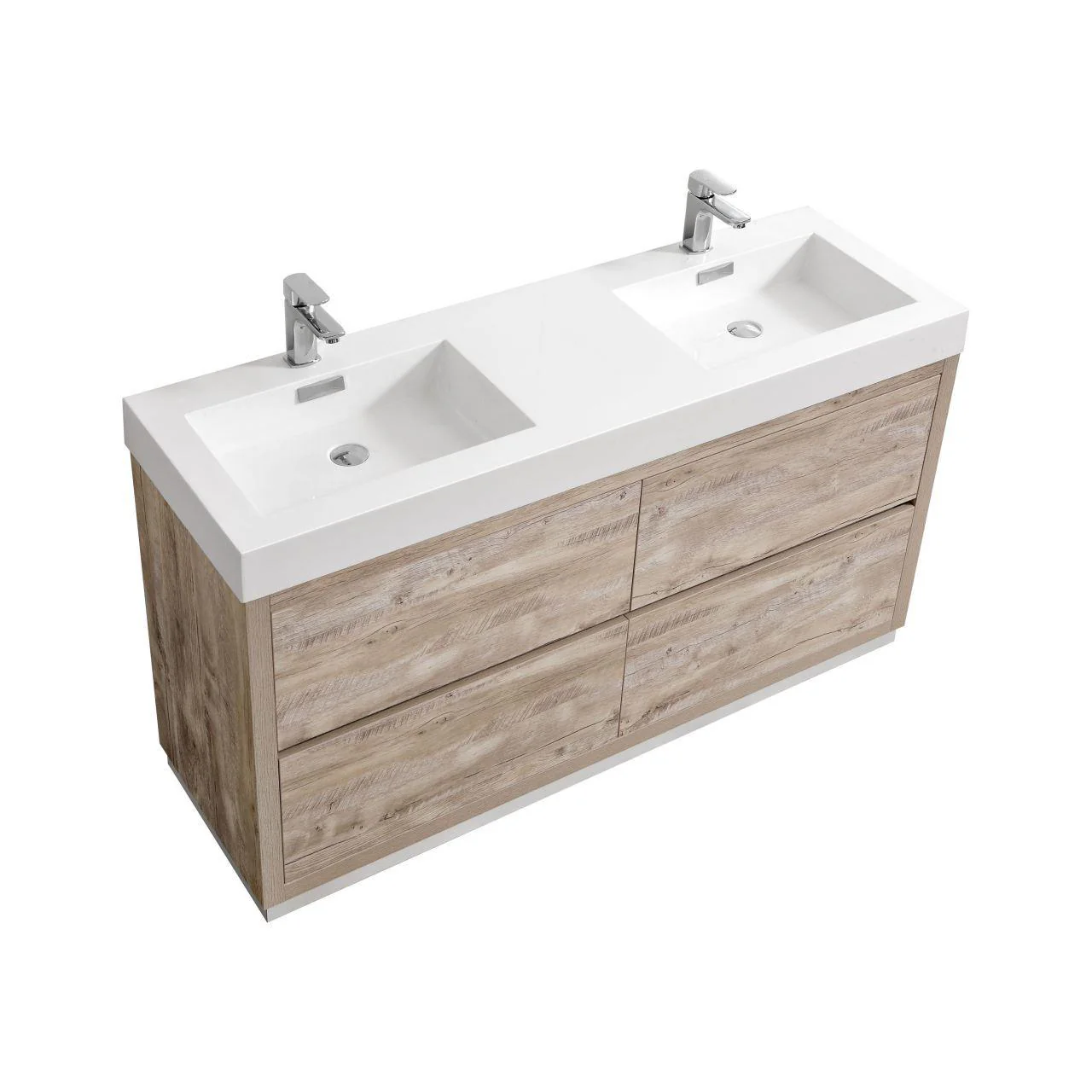 Bliss 60 in. Double Sink Free Standing Modern Bathroom Vanity - Nature Wood - Cheap Abt