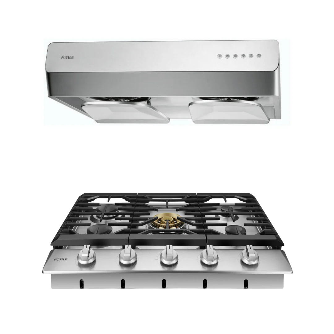 Fotile Package 30 Inch Cooktop and 30 Inch Under Cabinet Range Hood in Silver Gray, 800CFM, AP-GLS30501-6 - Cheap Abt