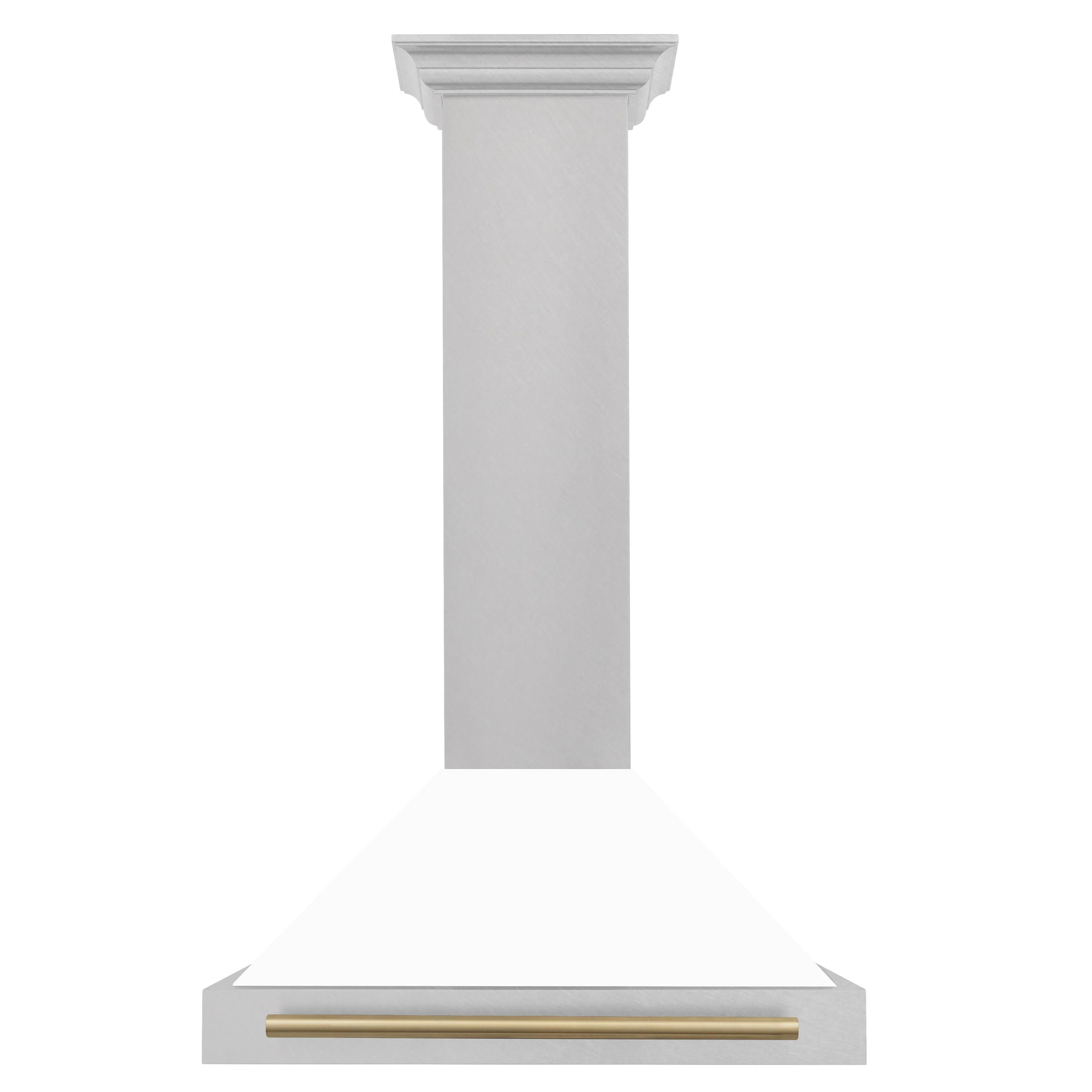 ZLINE 30 In Autograph Edition DuraSnow® Stainless Steel Range Hood with White Matte Shell and Champagne Bronze Handle, KB4SNZ-WM30-CB - Cheap Abt